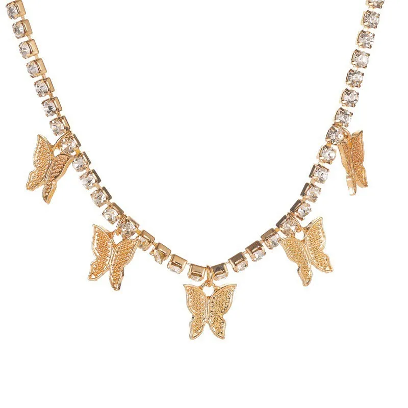 Combo Of Studded Butterfly Pendant With Earring Set