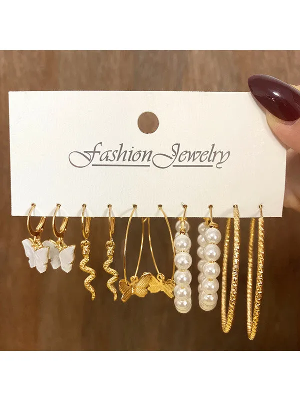 Combo Of Studded Butterfly Pendant With Earring Set