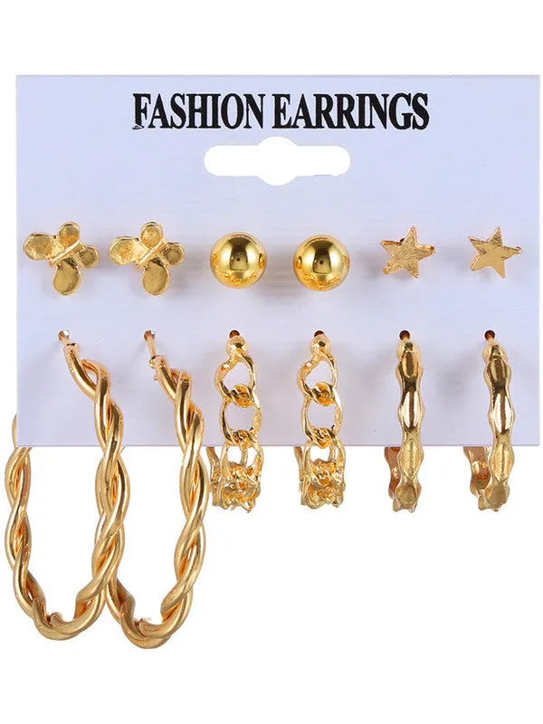 Combo Of Studded Star Moon Pendant With Earring Set