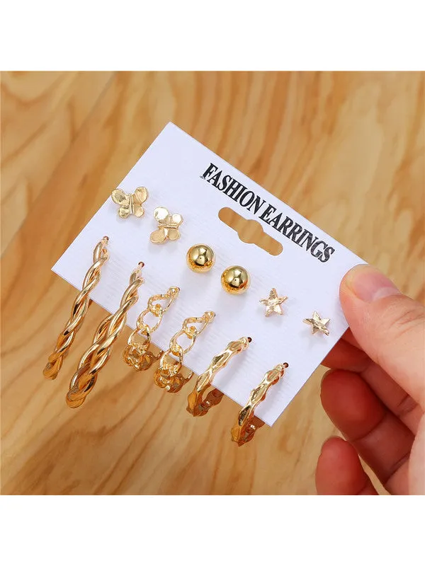 Combo Of Studded Star Moon Pendant With Earring Set