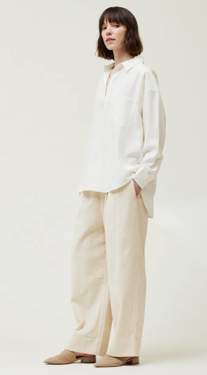 Creamy White Cotton Poplin Blouse