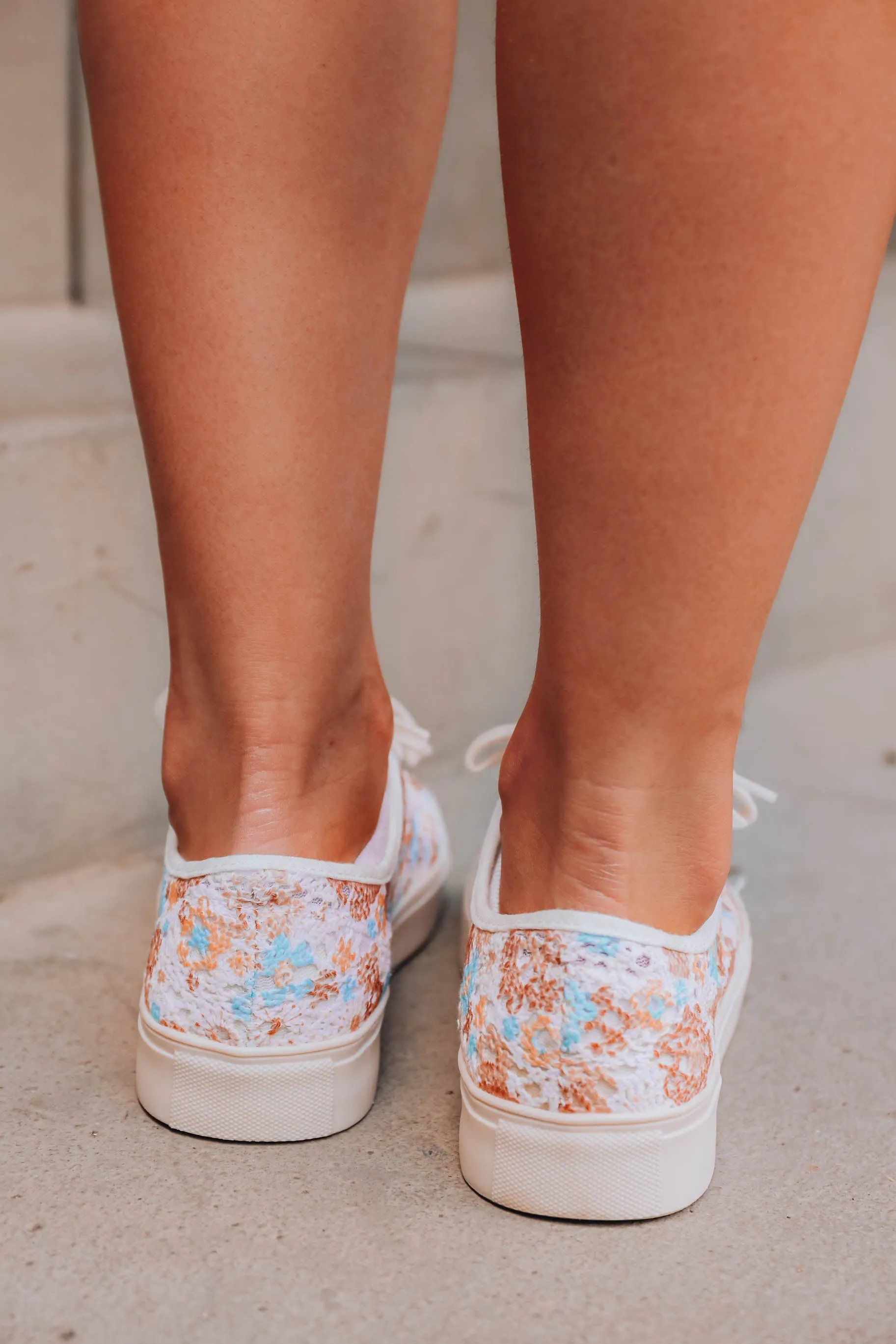 Crochetta Lace Sneaker by Very G - Turquoise/Brown