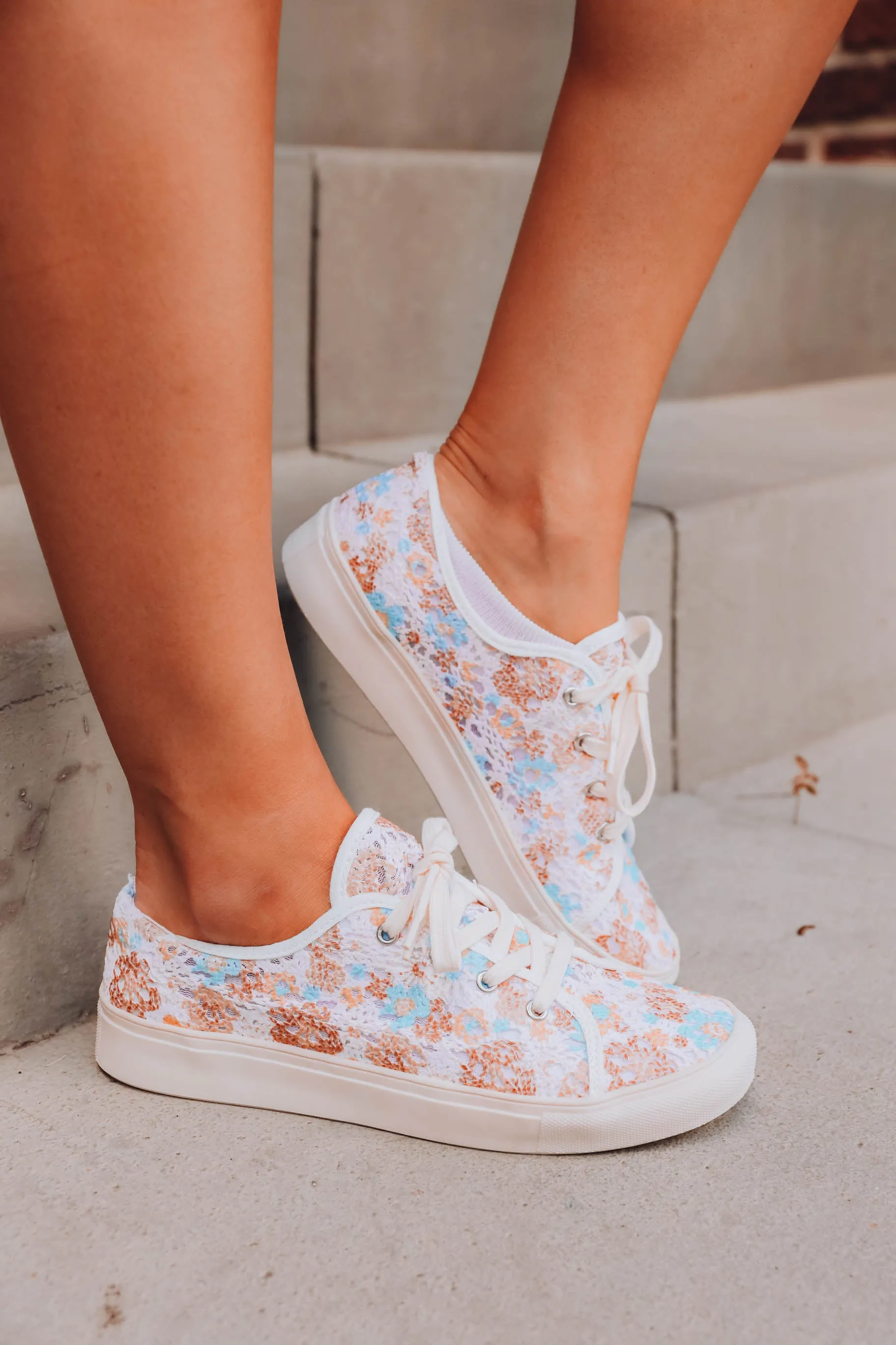 Crochetta Lace Sneaker by Very G - Turquoise/Brown