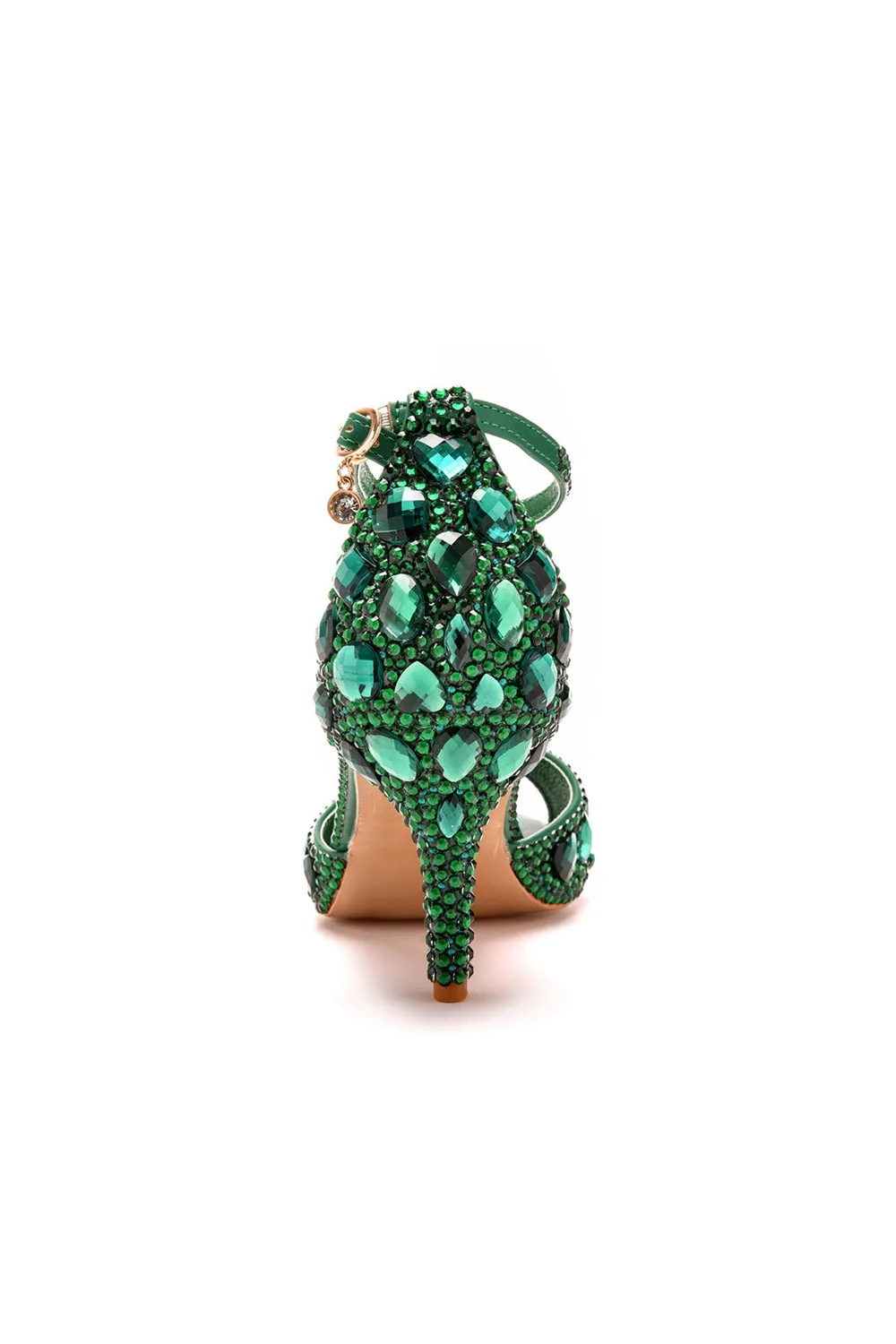 Crystal Rhinestone Peep Toe High Heels Ankle Strap Sandals