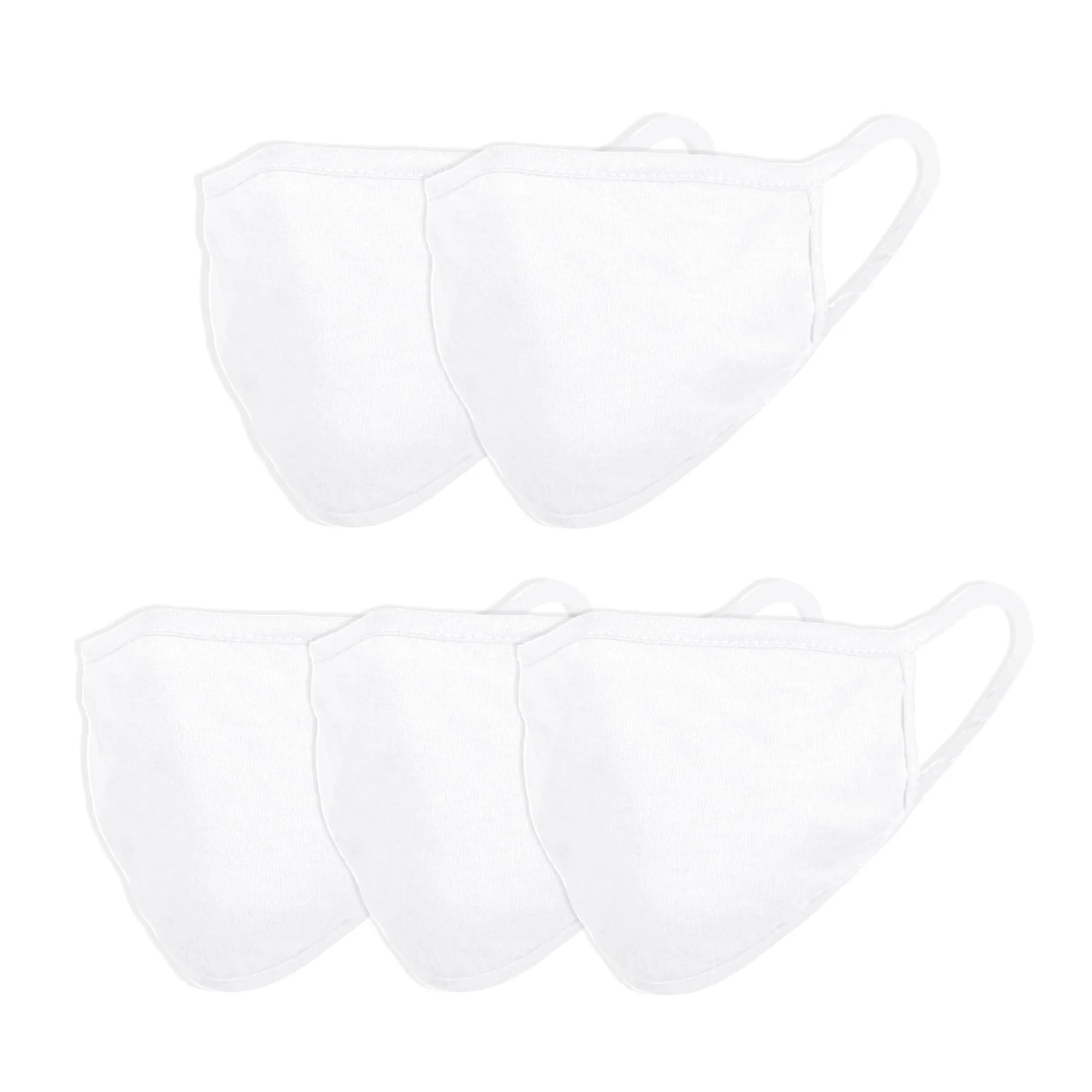 DALIX 5 Pack Premium Cotton Mask Reuseable Washable Made in USA (Black, White)