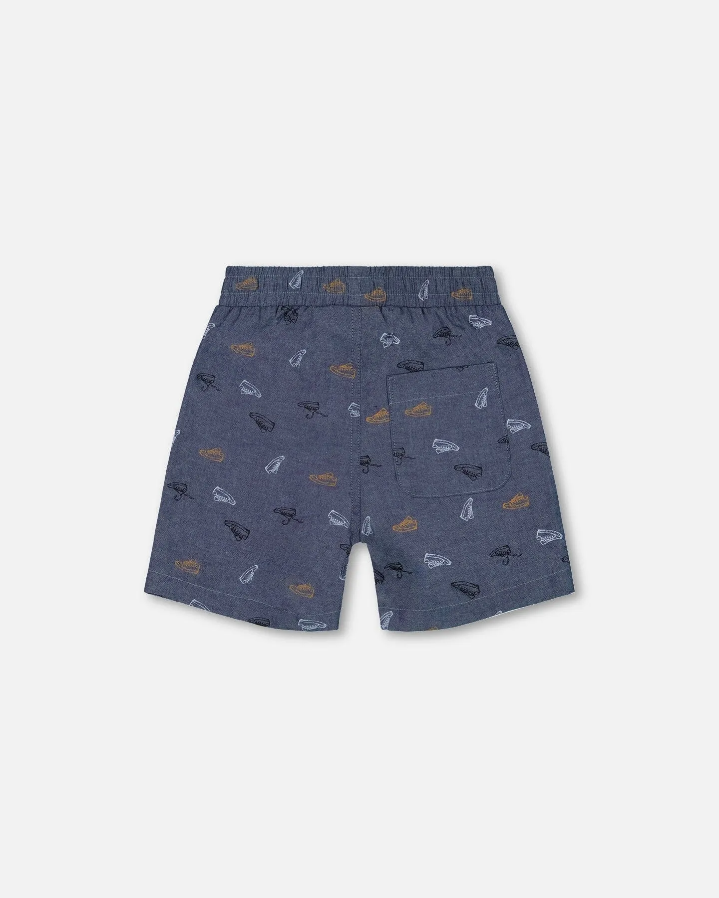 Deux par Deux Printed Chambray Short