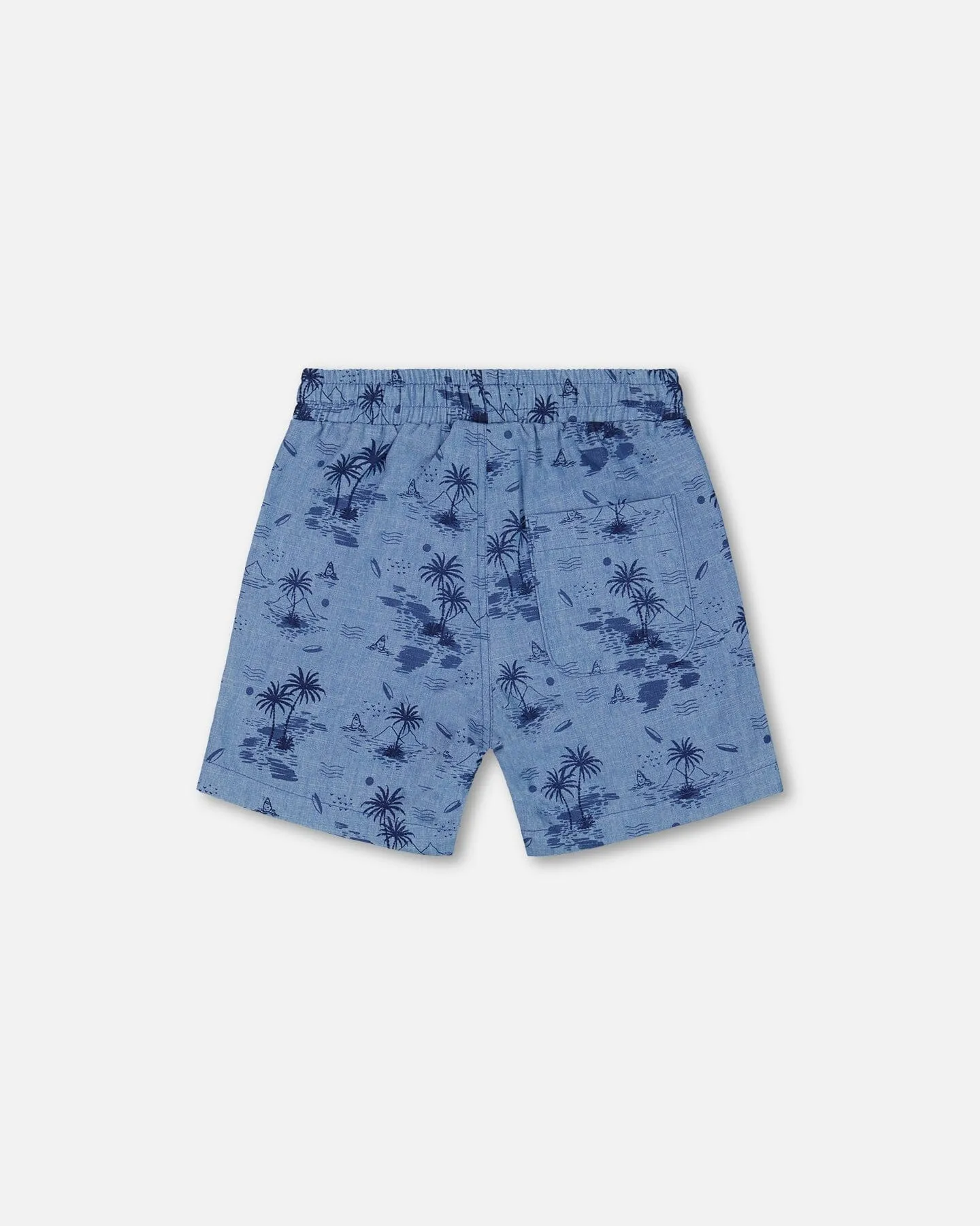 Deux par Deux Printed Chambray Short