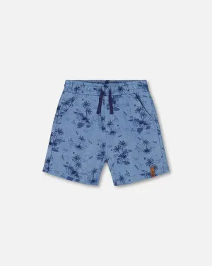 Deux par Deux Printed Chambray Short
