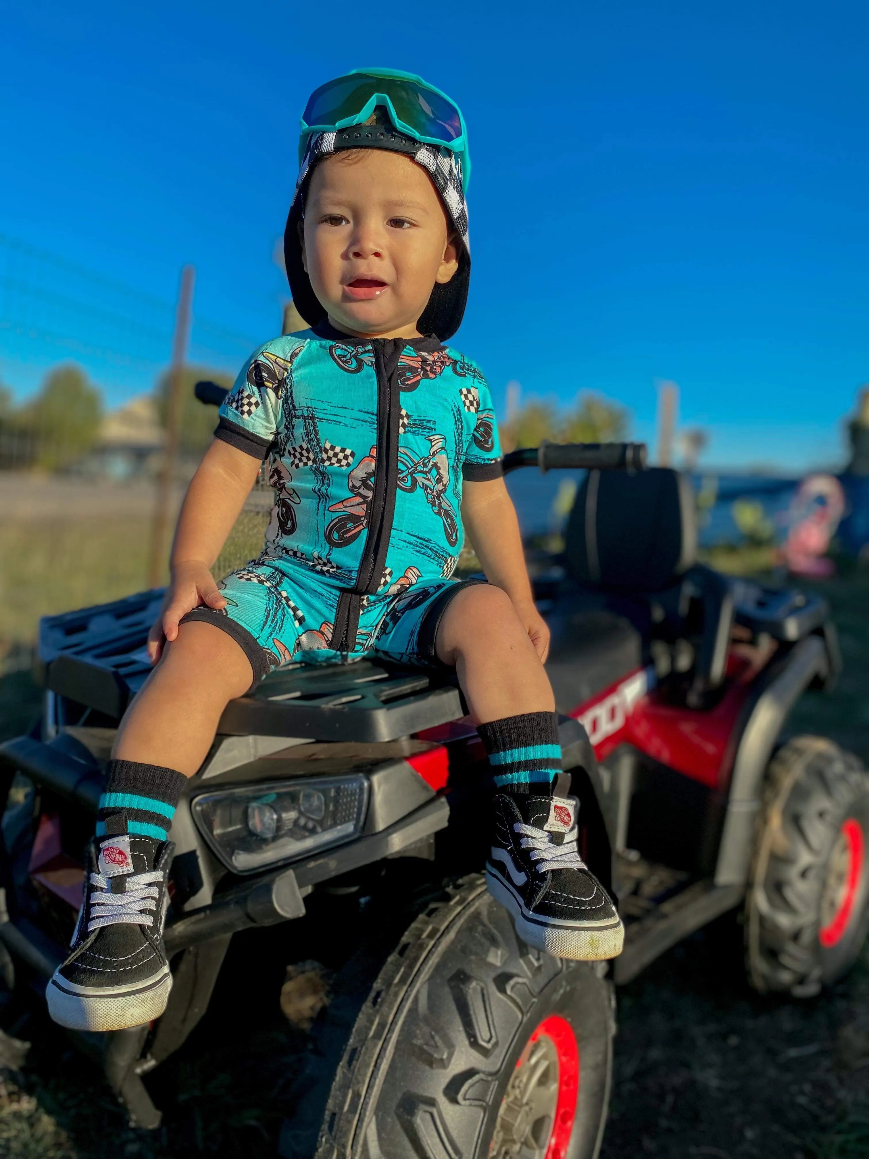 Dirt bike Bamboo Shortie Romper