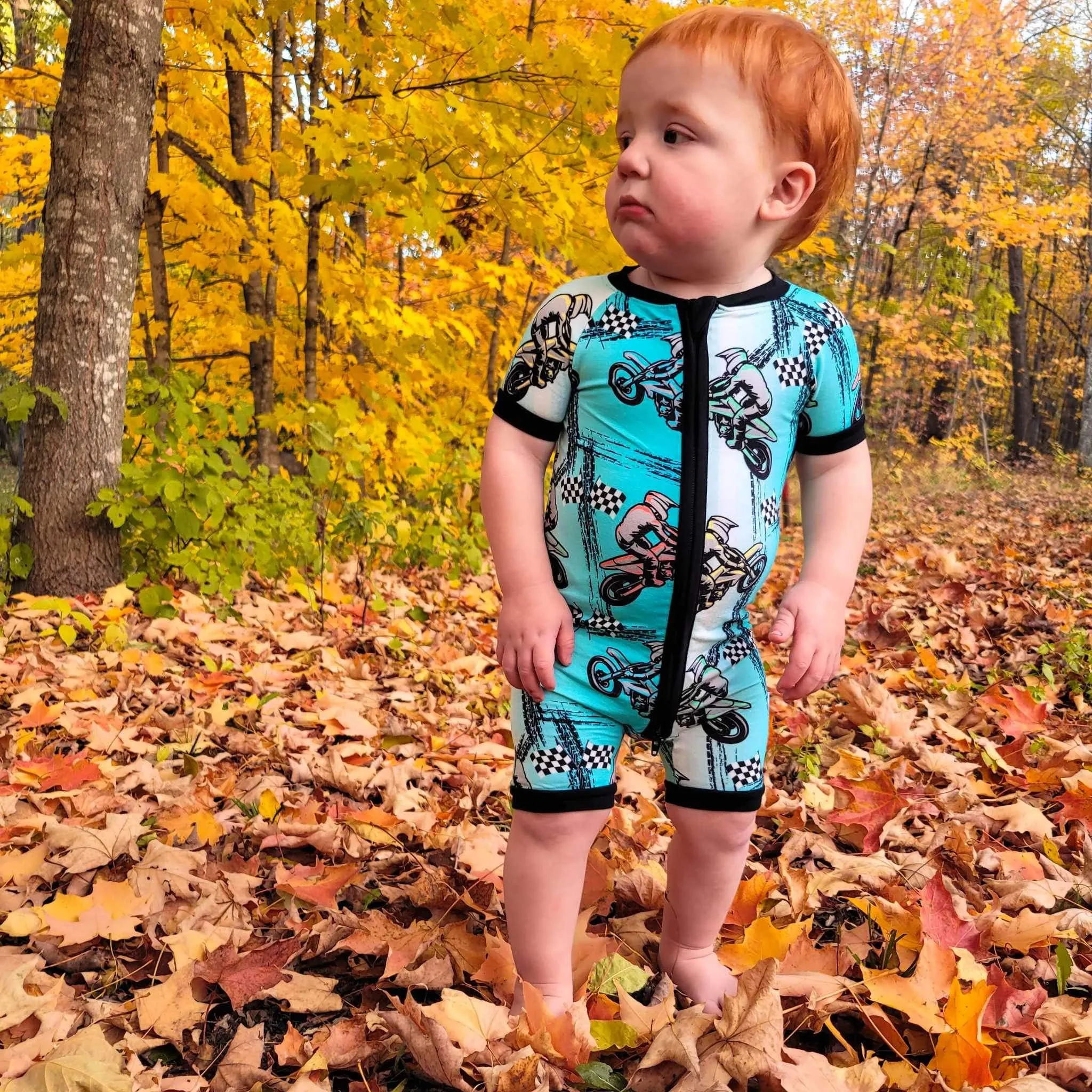 Dirt bike Bamboo Shortie Romper