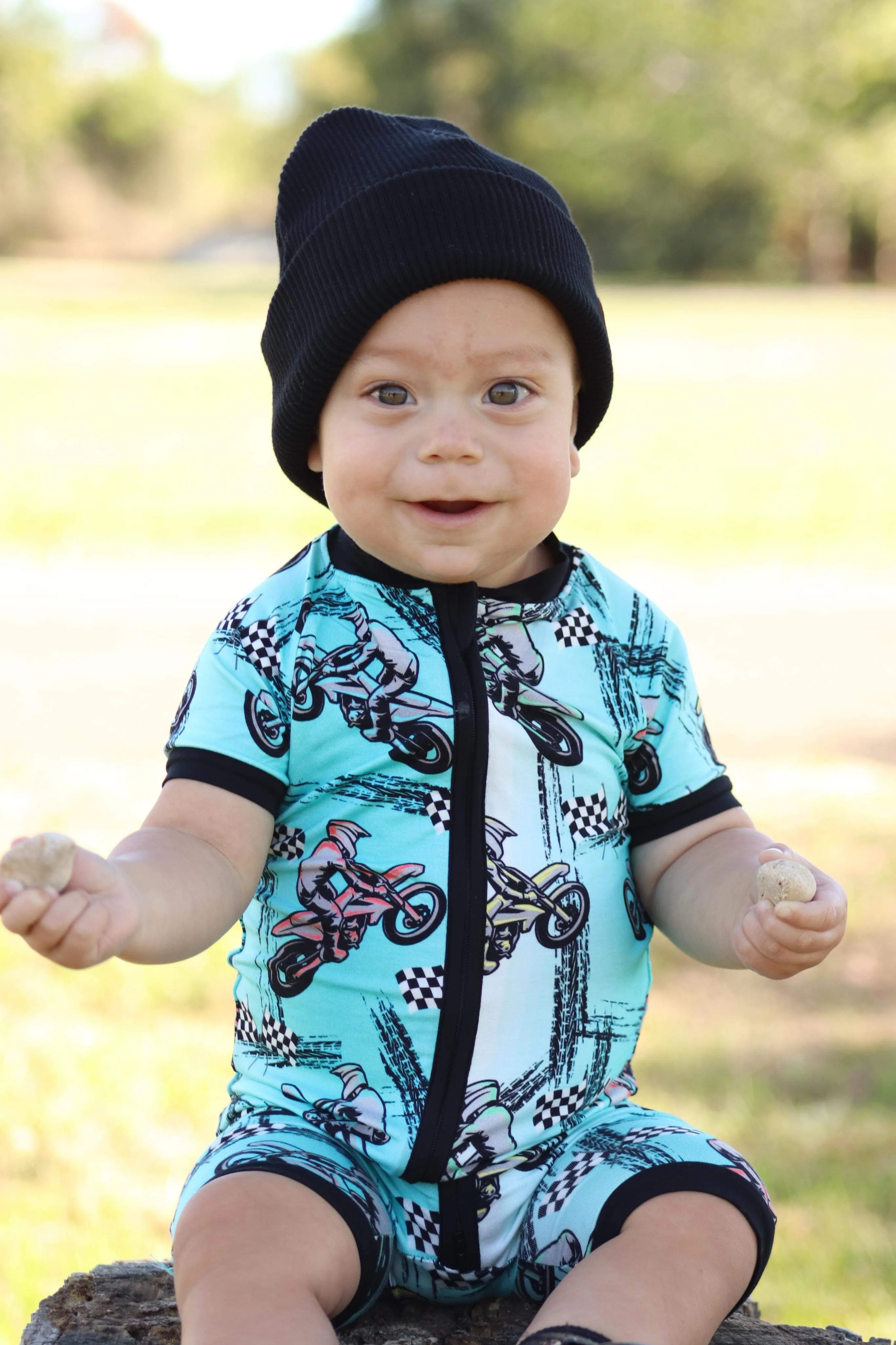 Dirt bike Bamboo Shortie Romper