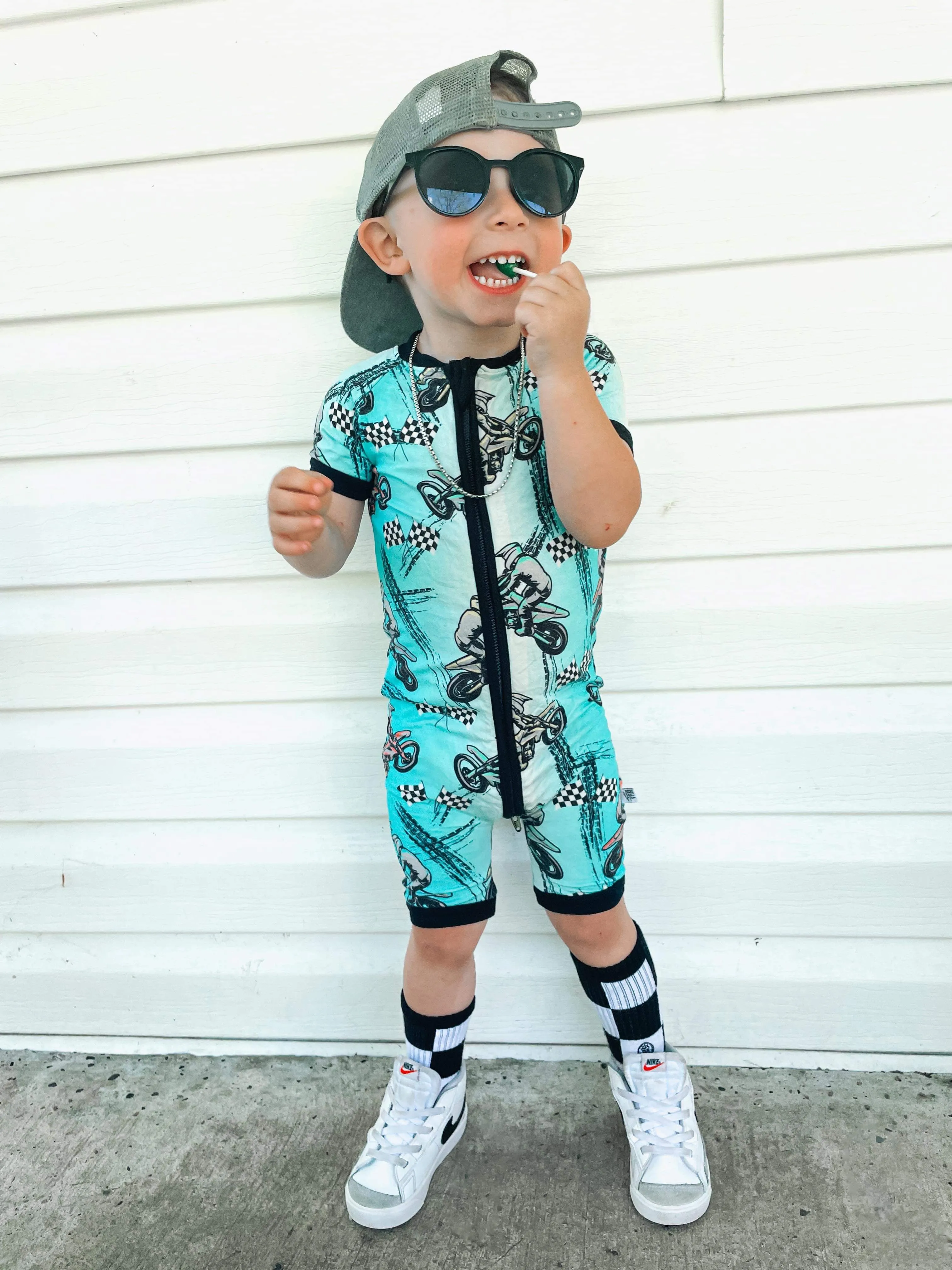 Dirt bike Bamboo Shortie Romper