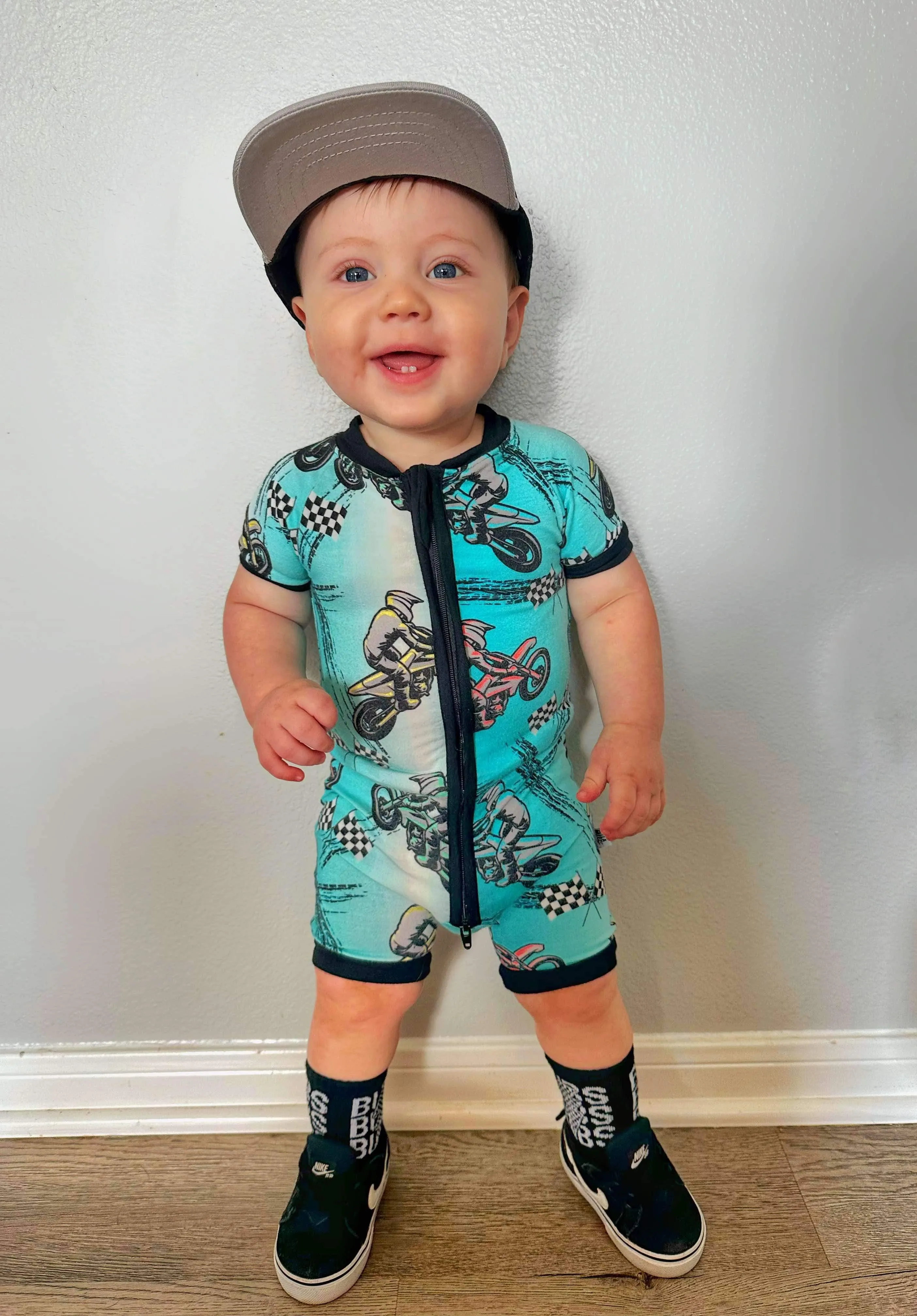 Dirt bike Bamboo Shortie Romper