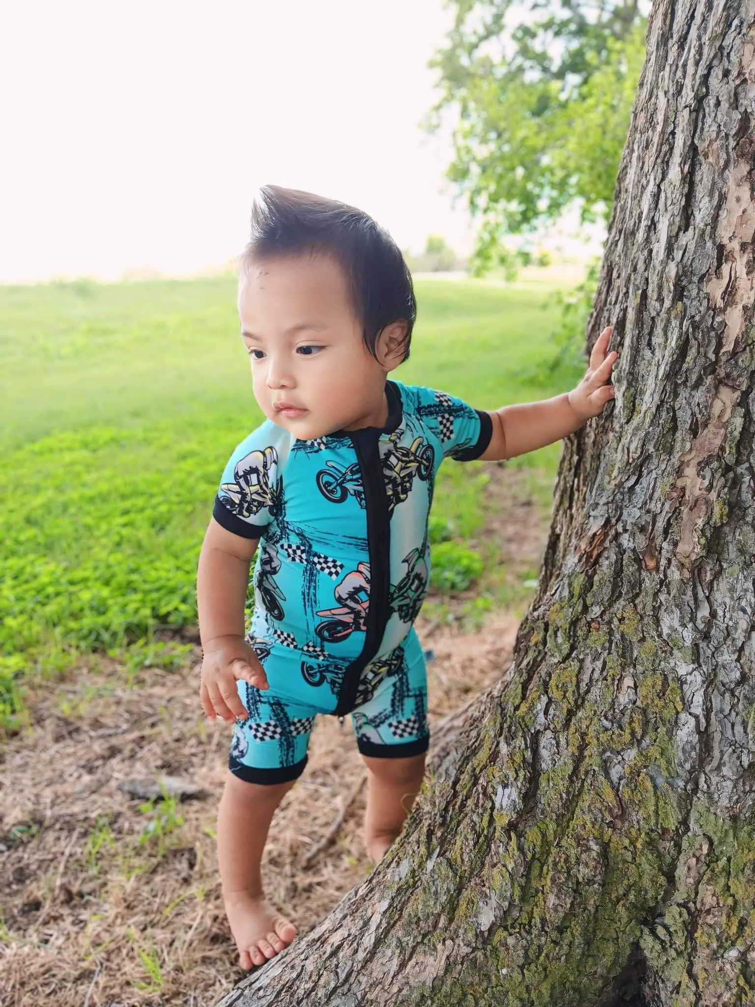 Dirt bike Bamboo Shortie Romper