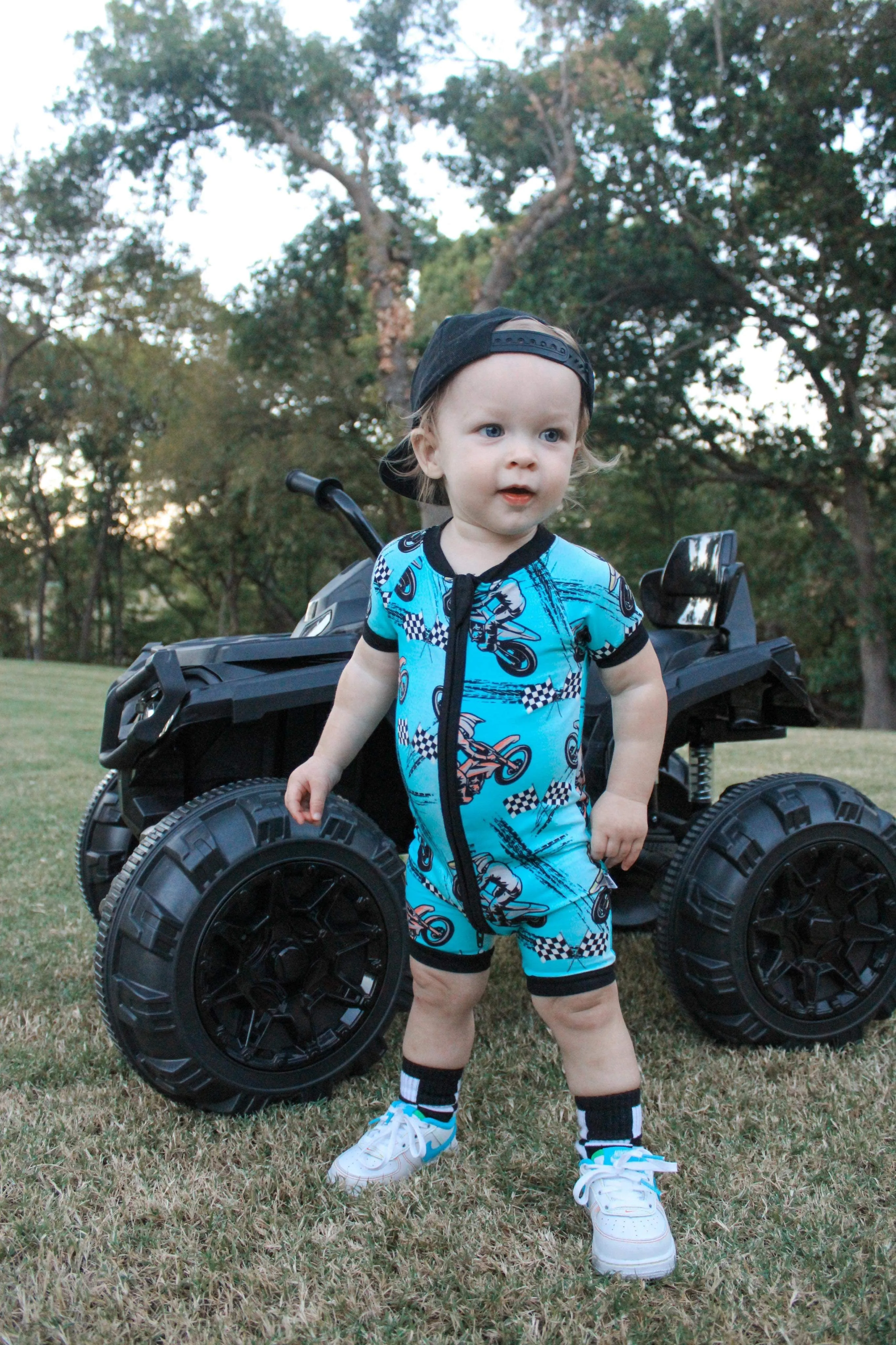 Dirt bike Bamboo Shortie Romper