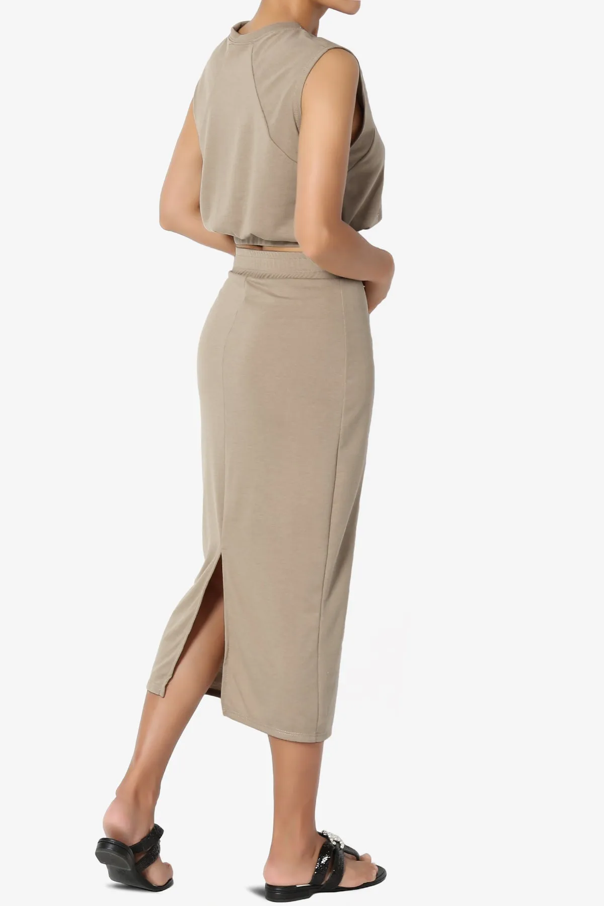 Discreet Crop Tank Top & Midi Skirt SET PLUS