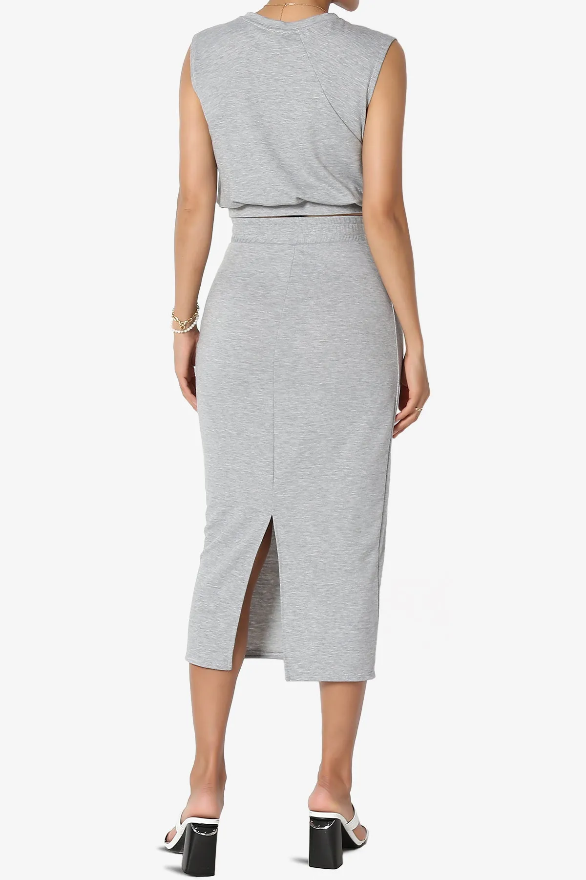 Discreet Crop Tank Top & Midi Skirt SET PLUS