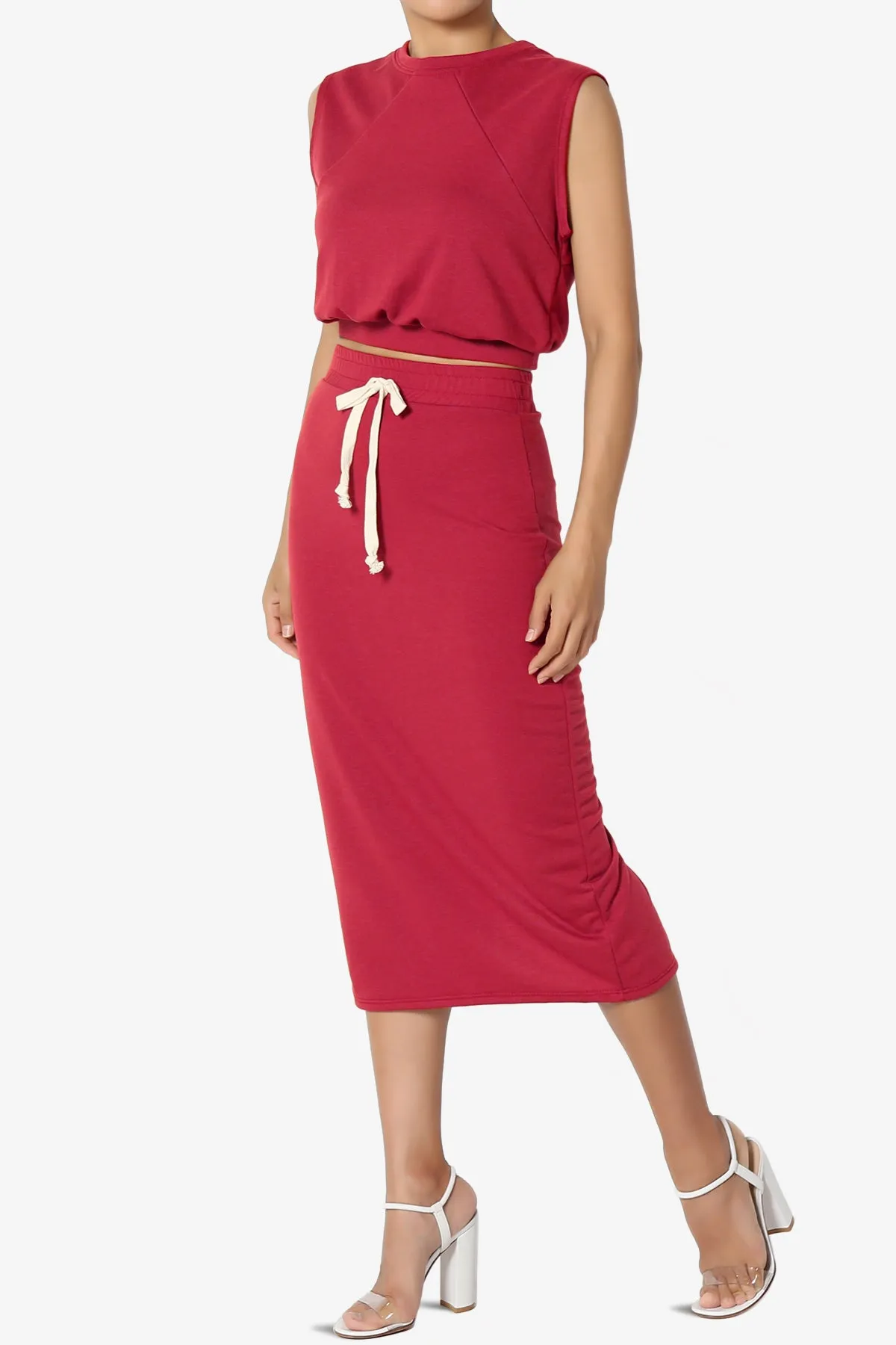 Discreet Crop Tank Top & Midi Skirt SET PLUS