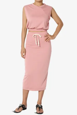 Discreet Crop Tank Top & Midi Skirt SET PLUS