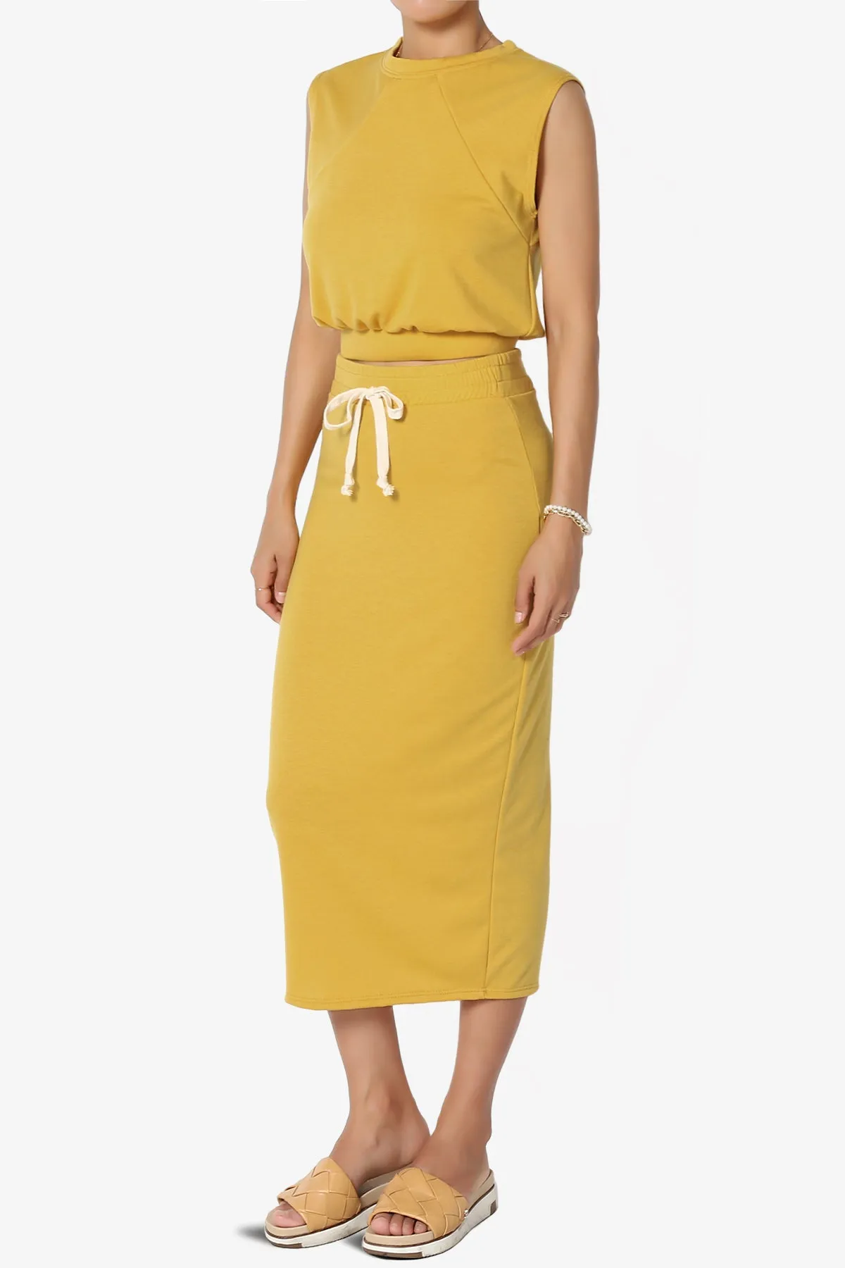 Discreet Crop Tank Top & Midi Skirt SET PLUS