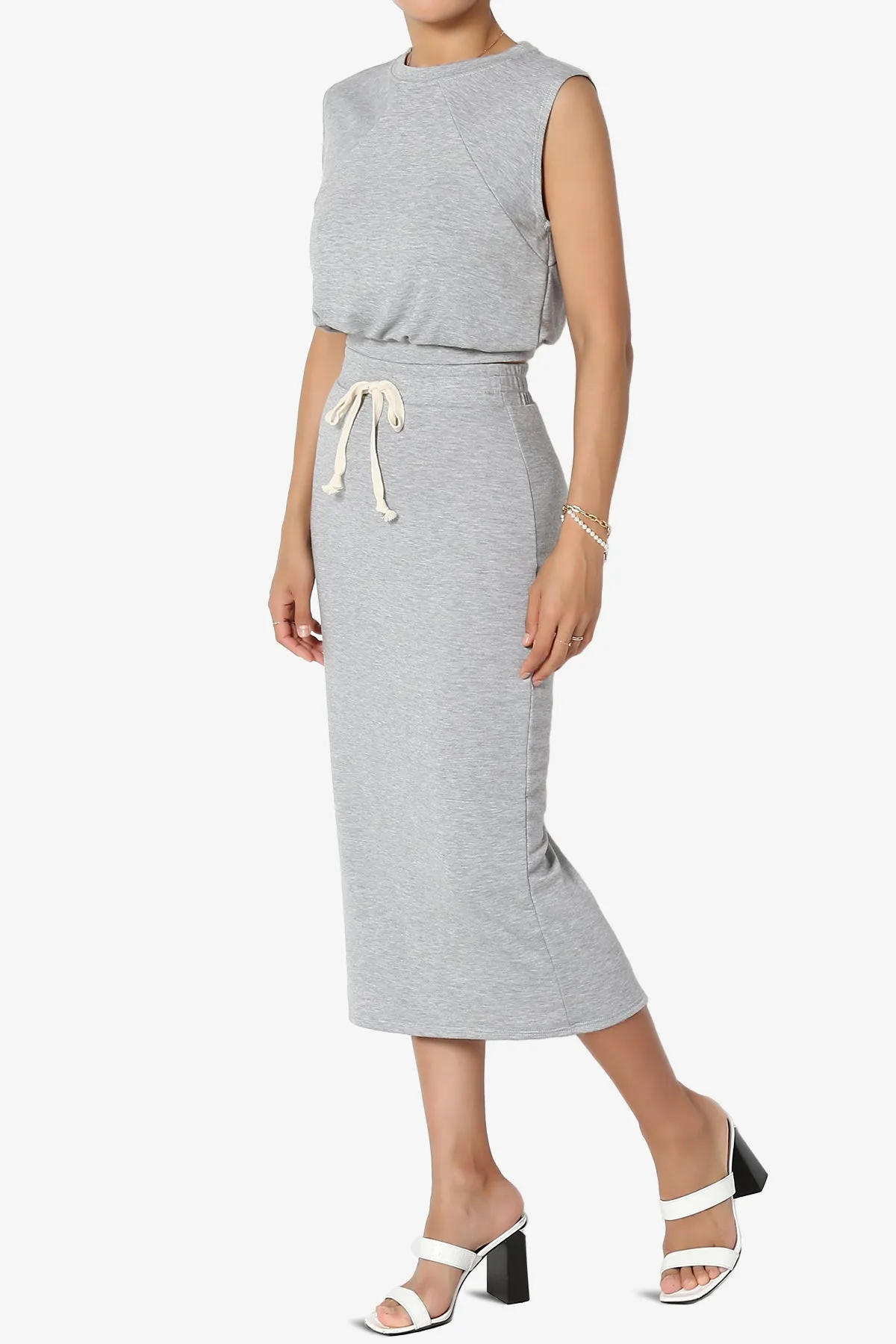 Discreet Crop Tank Top & Midi Skirt SET PLUS