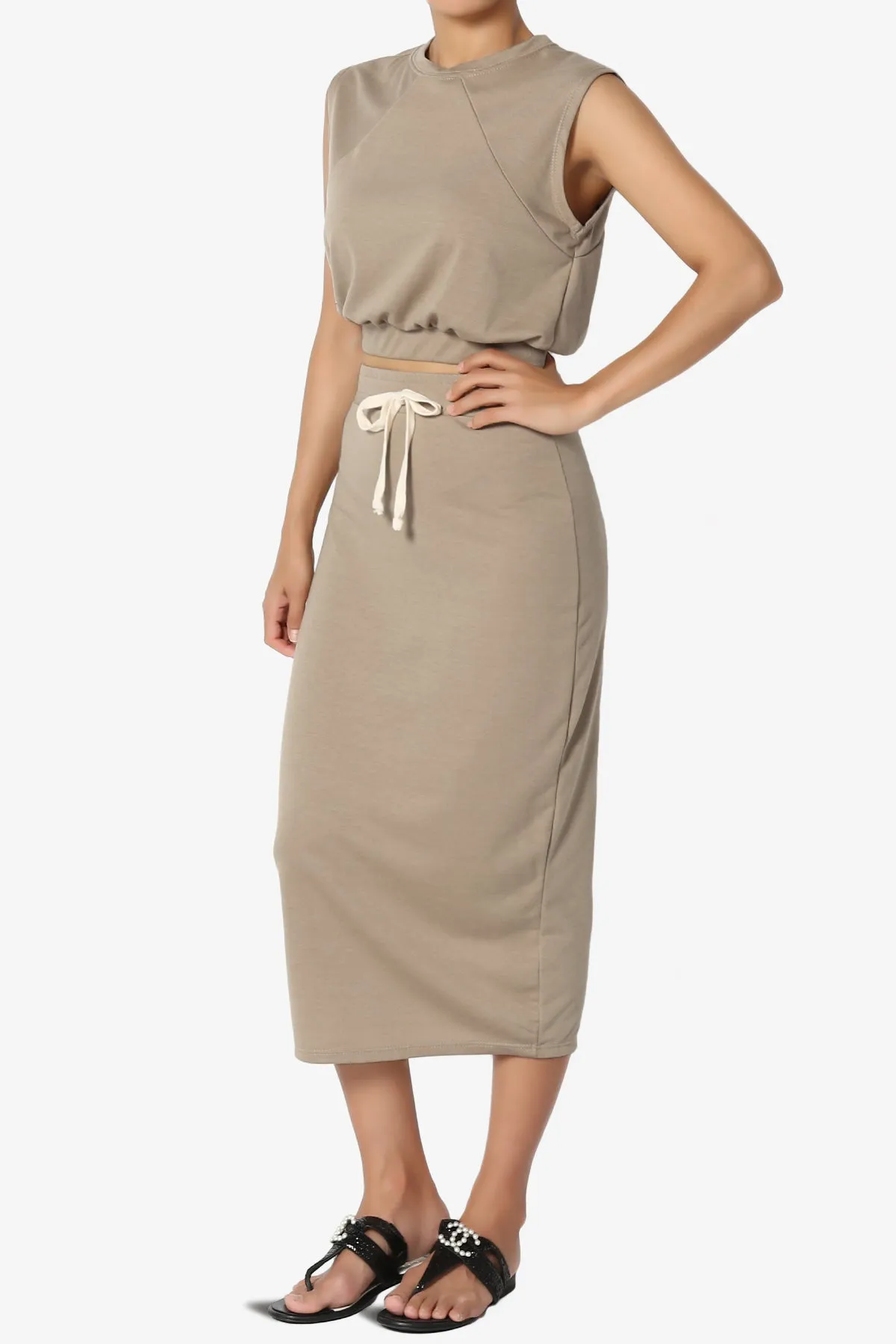 Discreet Crop Tank Top & Midi Skirt SET PLUS