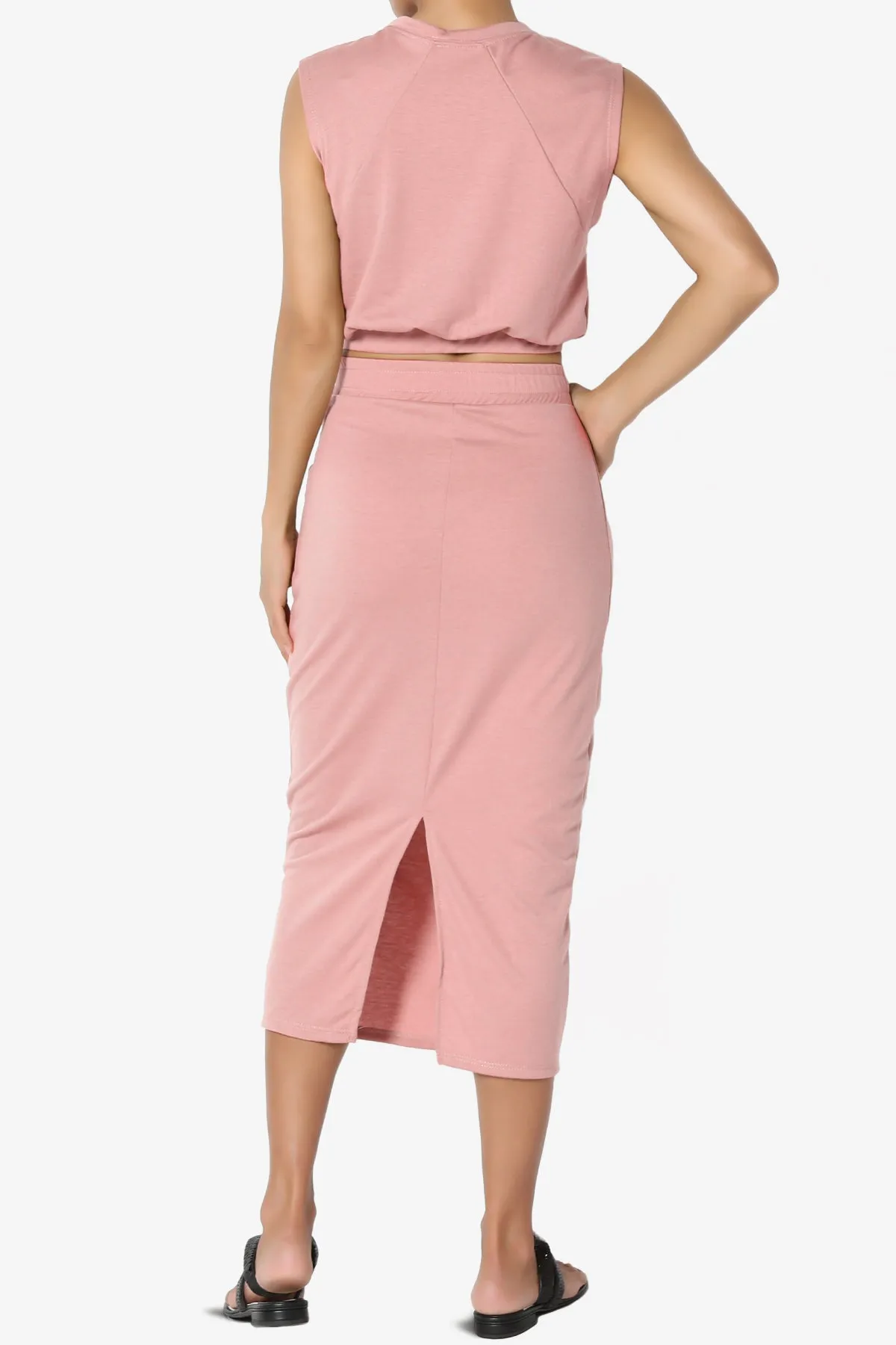 Discreet Crop Tank Top & Midi Skirt SET PLUS