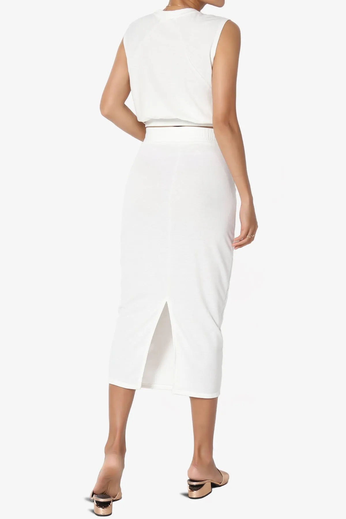 Discreet Crop Tank Top & Midi Skirt SET PLUS