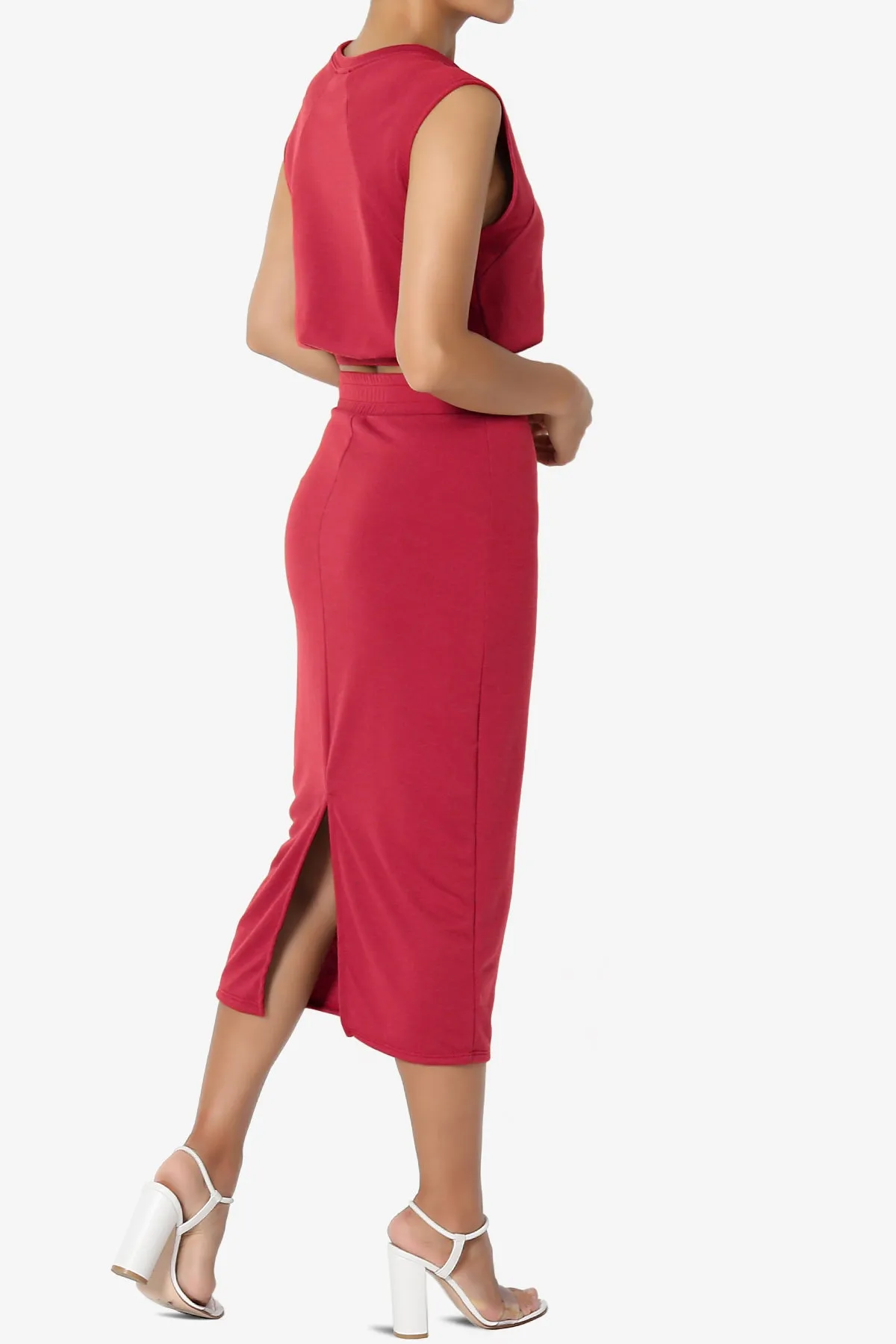 Discreet Crop Tank Top & Midi Skirt SET PLUS