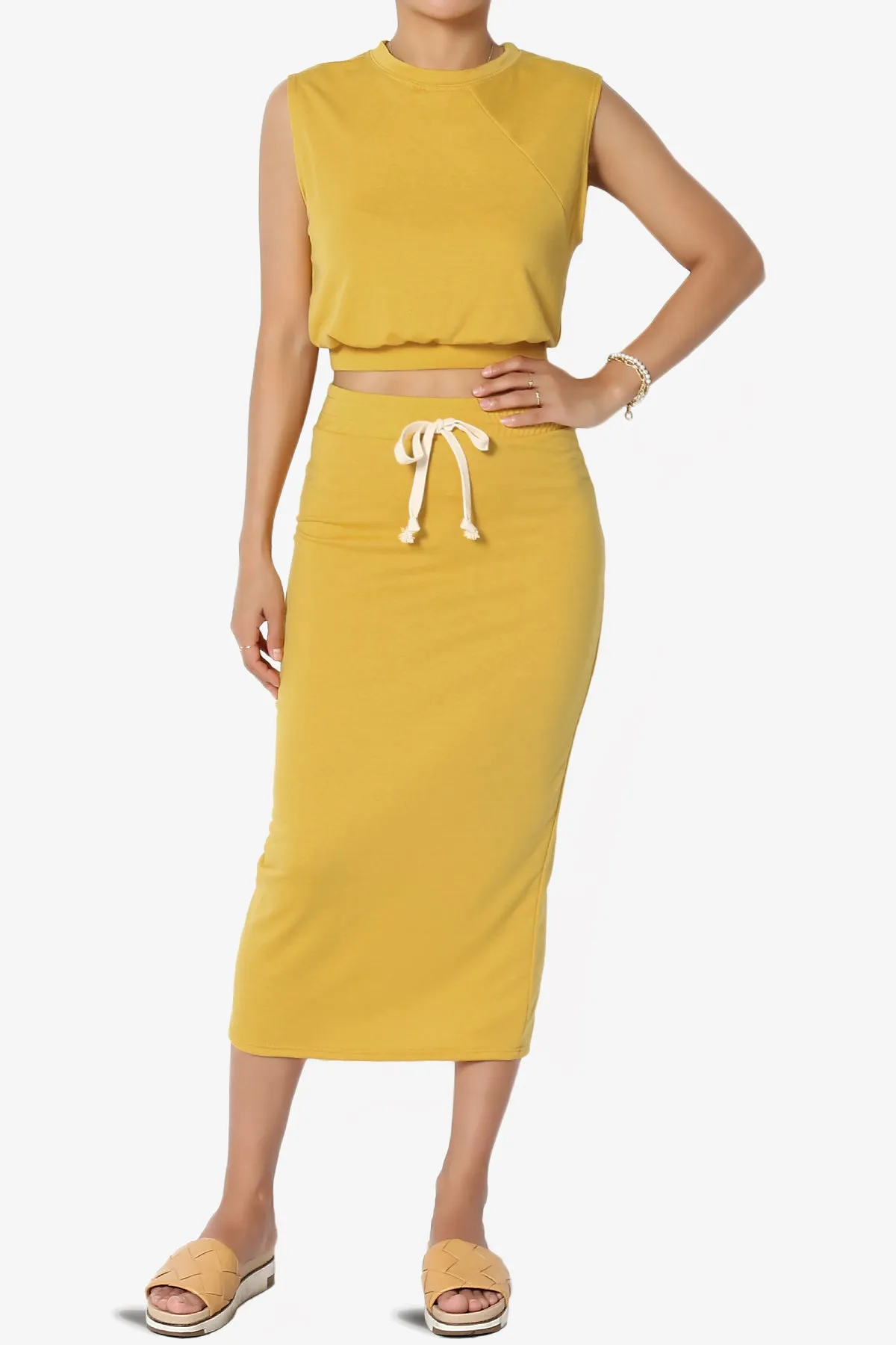 Discreet Crop Tank Top & Midi Skirt SET PLUS