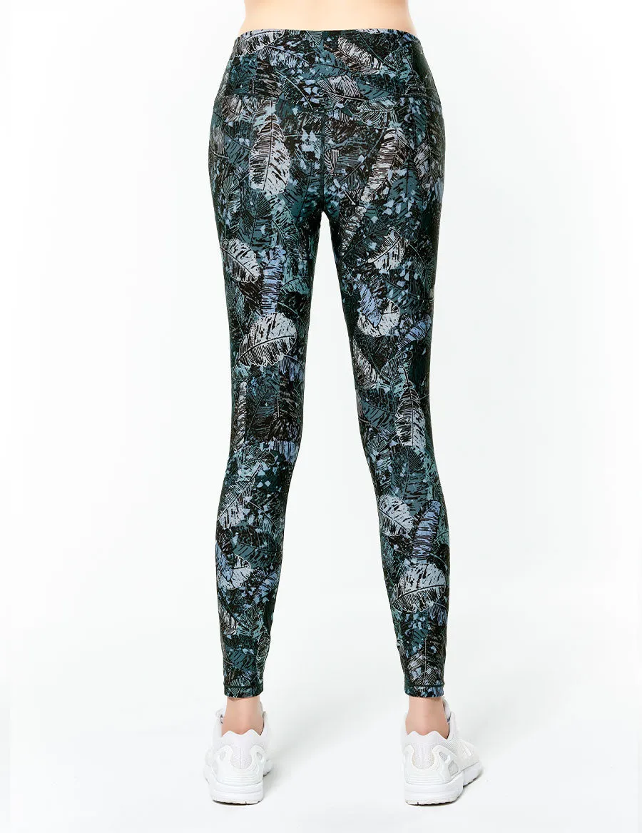 easyoga LESPIRO Glossy Slim Tights2 - FC8 Feather Bouquet Blue