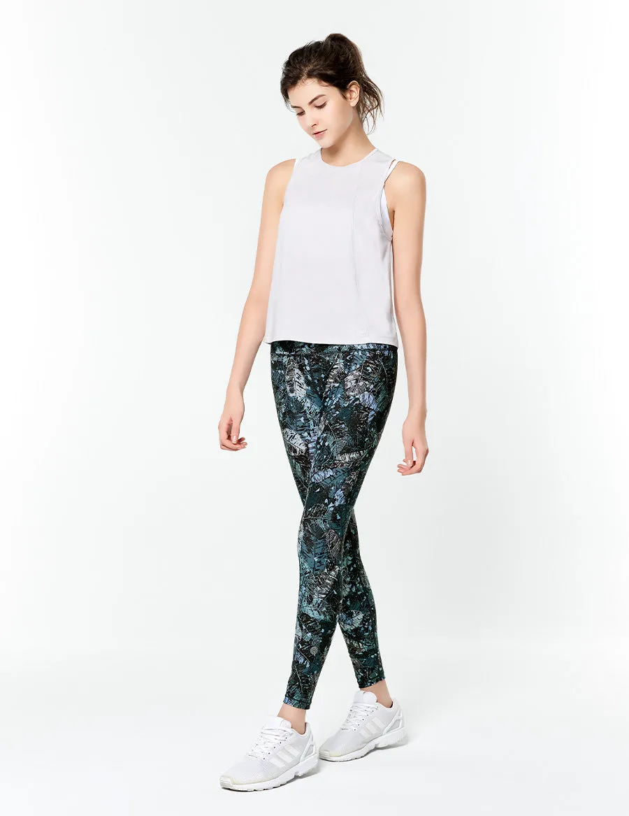 easyoga LESPIRO Glossy Slim Tights2 - FC8 Feather Bouquet Blue