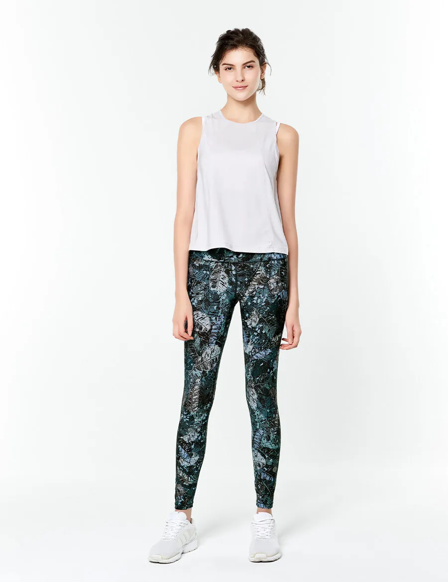 easyoga LESPIRO Glossy Slim Tights2 - FC8 Feather Bouquet Blue