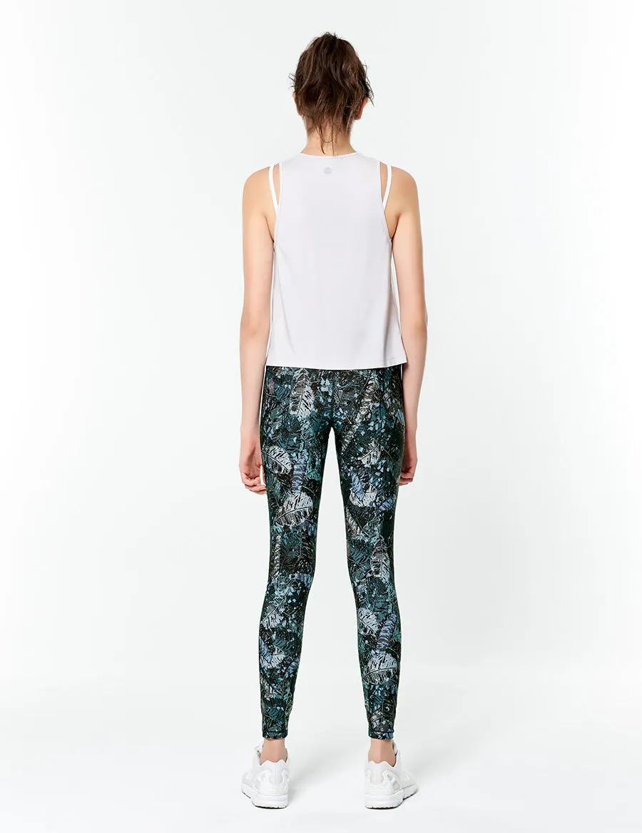 easyoga LESPIRO Glossy Slim Tights2 - FC8 Feather Bouquet Blue