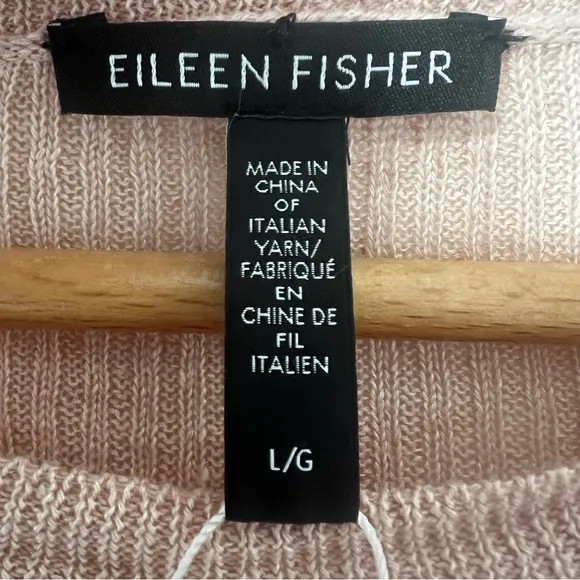 Eileen Fisher 100% Organic Linen Lightweight Ribbed Contemporary Sweater Size L