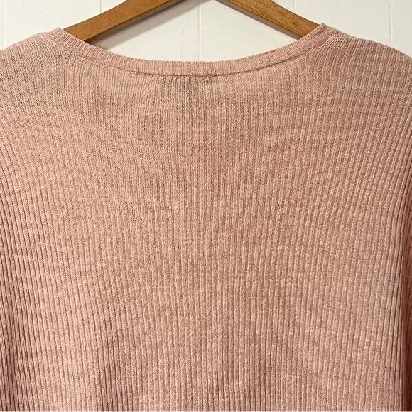 Eileen Fisher 100% Organic Linen Lightweight Ribbed Contemporary Sweater Size L