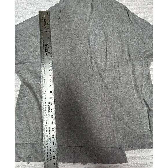 Eileen Fisher Cardigan Sweater Women's Medium Gray Open Front Organic Cotton