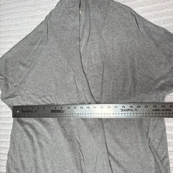 Eileen Fisher Cardigan Sweater Women's Medium Gray Open Front Organic Cotton
