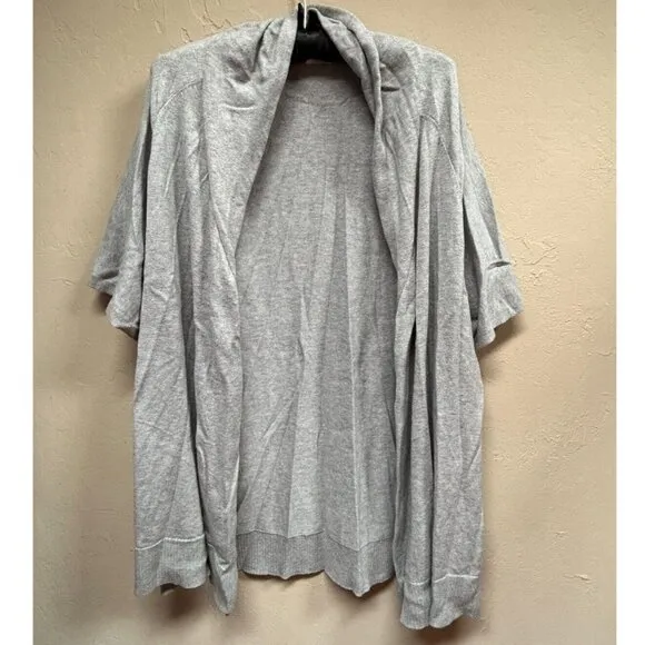 Eileen Fisher Cardigan Sweater Women's Medium Gray Open Front Organic Cotton