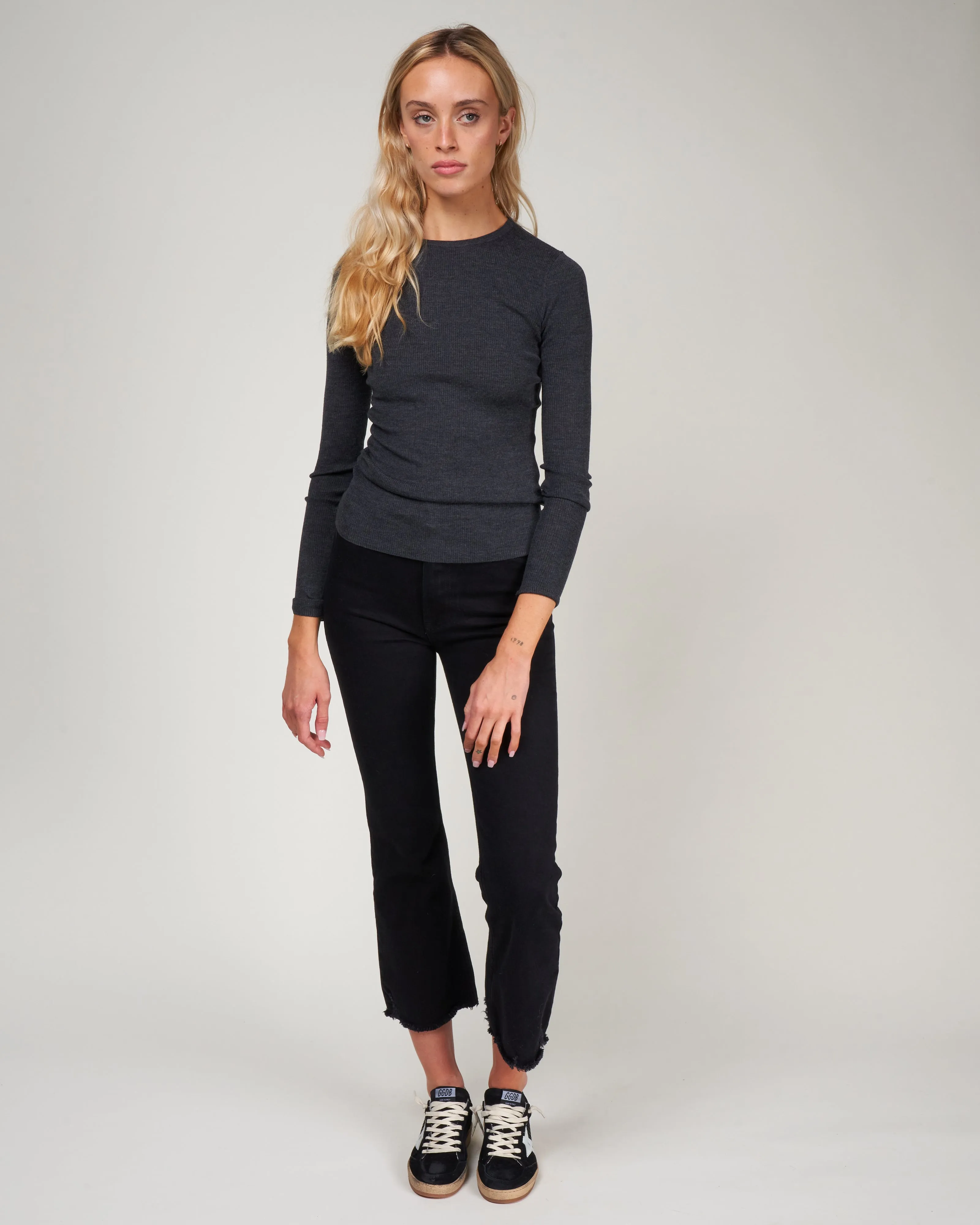 empire crop flare - solid noir