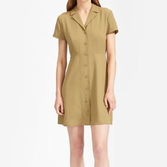 Everlane The Japanese GoWeave Notch Shirtdress Green Size 0 NWT