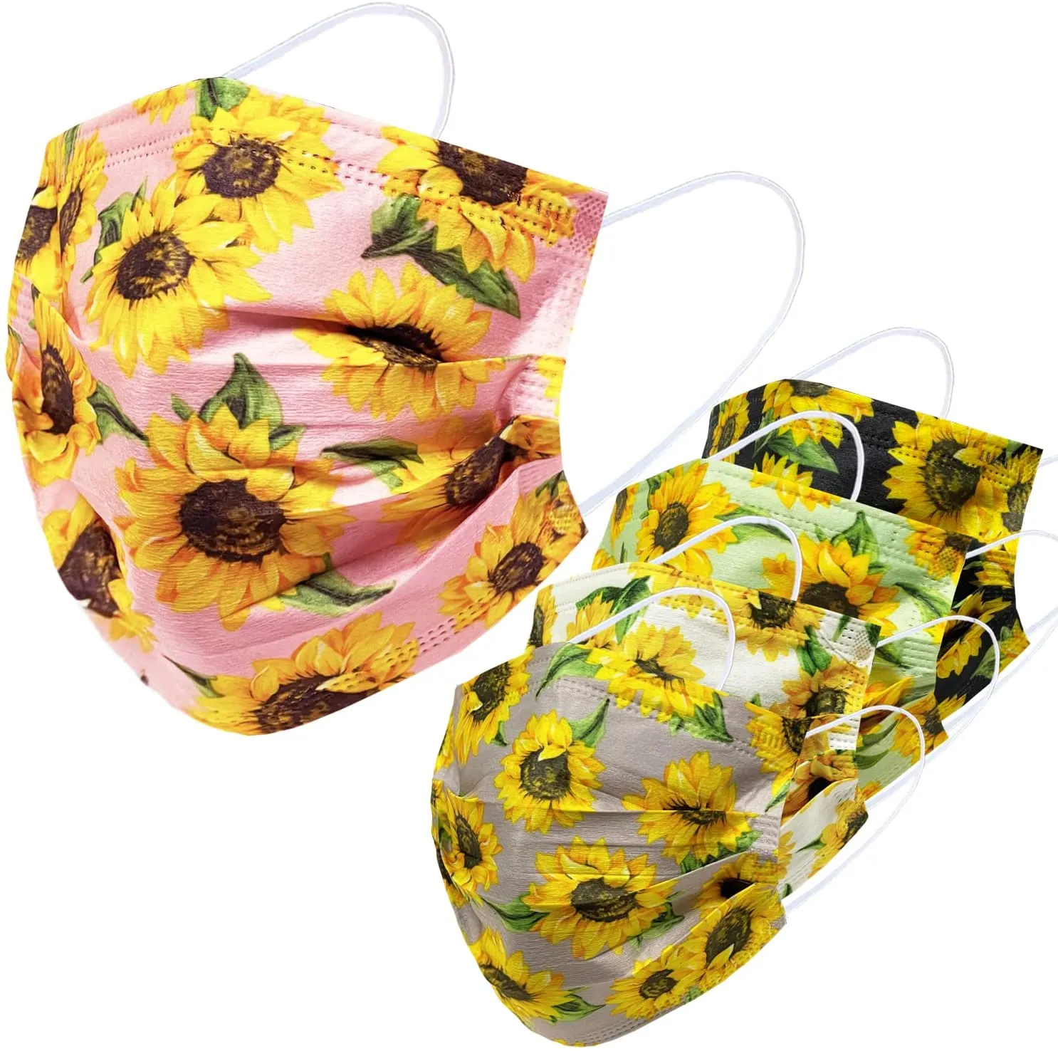 Everydayspecial Disposable Safety Mask 3 Layer Protection Face Mask for Adults 50 pcs (Sunflower Assortment)