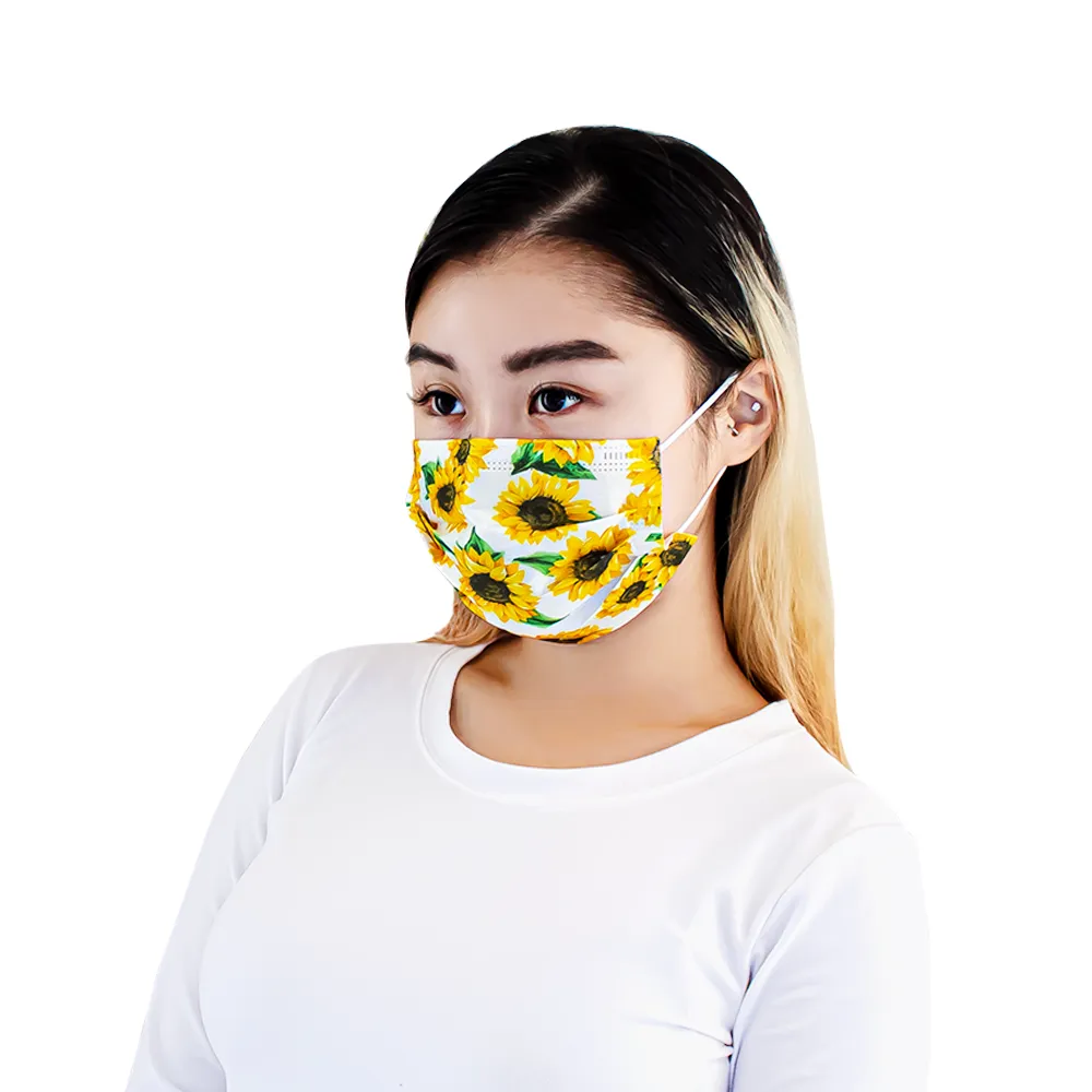 Everydayspecial Disposable Safety Mask 3 Layer Protection Face Mask for Adults 50 pcs (Sunflower Assortment)