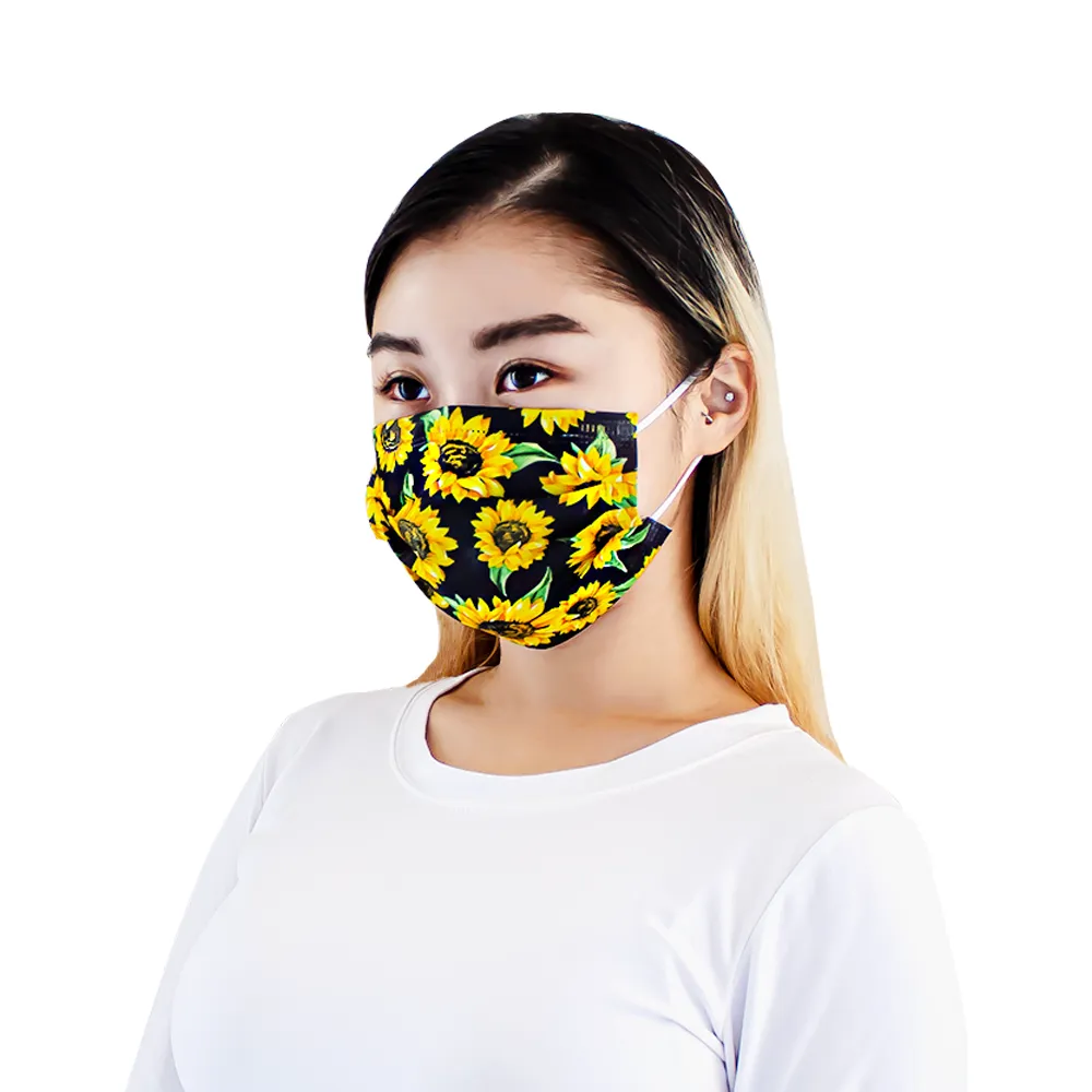 Everydayspecial Disposable Safety Mask 3 Layer Protection Face Mask for Adults 50 pcs (Sunflower Assortment)