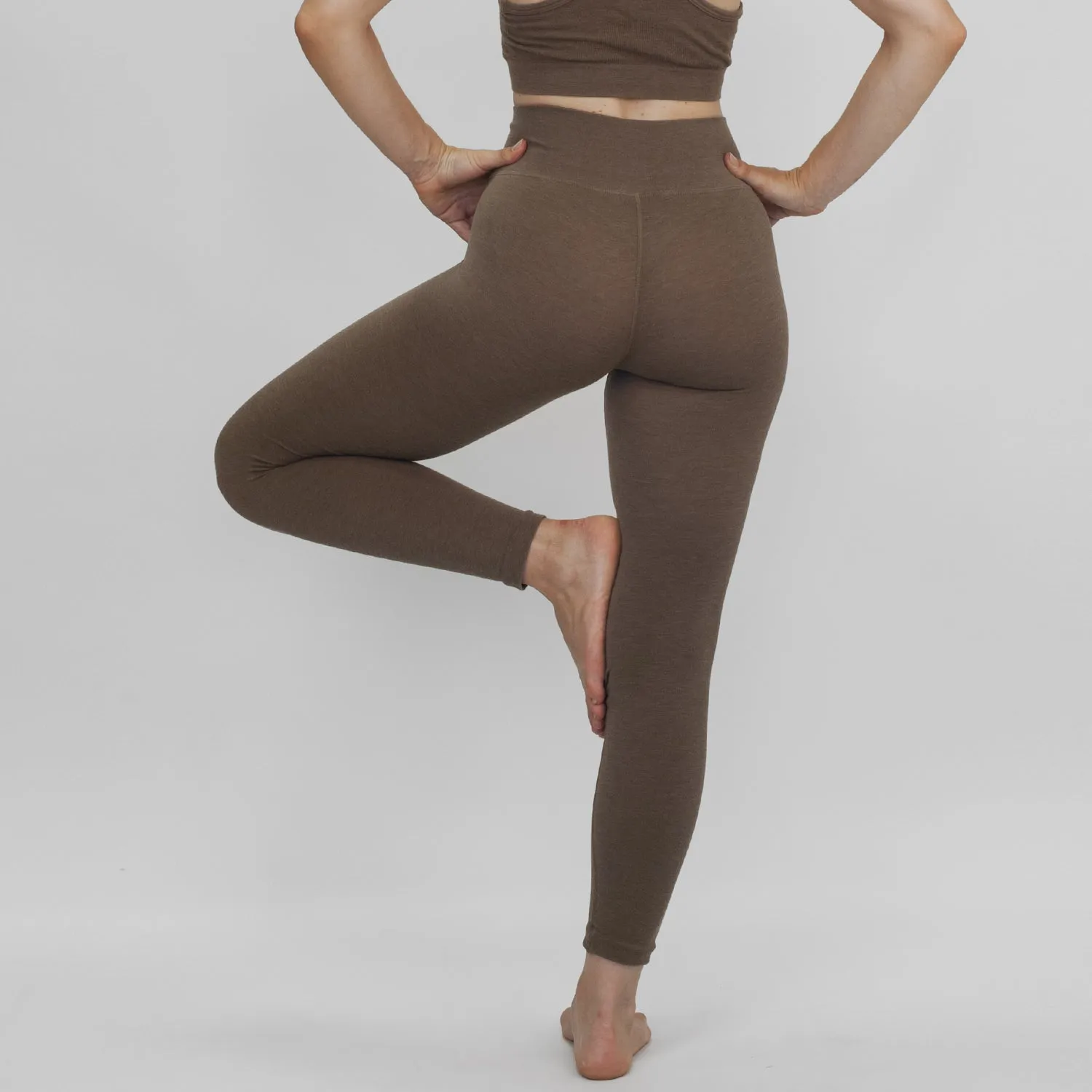 EVOKO CANDELA<br>Leggins vita bassa<br><i>tortora</i>