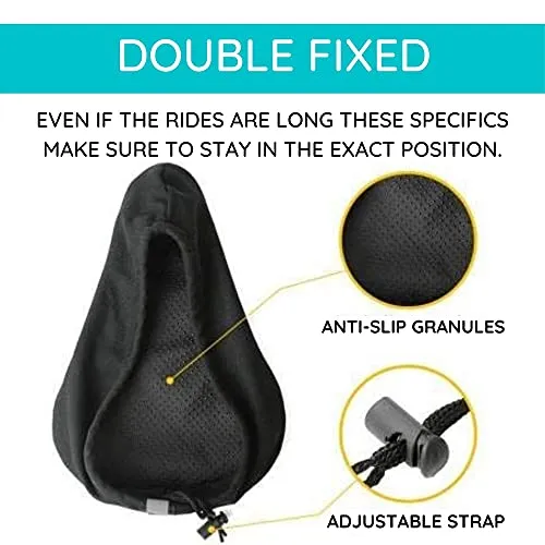 FABSPORTS Microfiber Gel Bike Seat Cover Premium Bicycle Saddle Pad, Extra Gel Cushion, Fits Narrow/Slim Seats (11x7.5 inch, black)