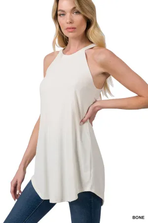 Fallon Halter Neck Tank Top | Bone