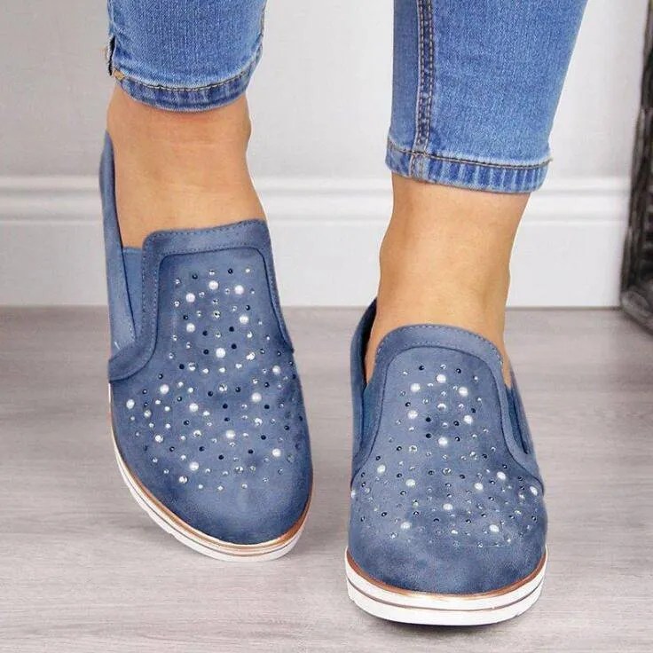 Fanyil Women Breathable Slip-on Flat Shoes