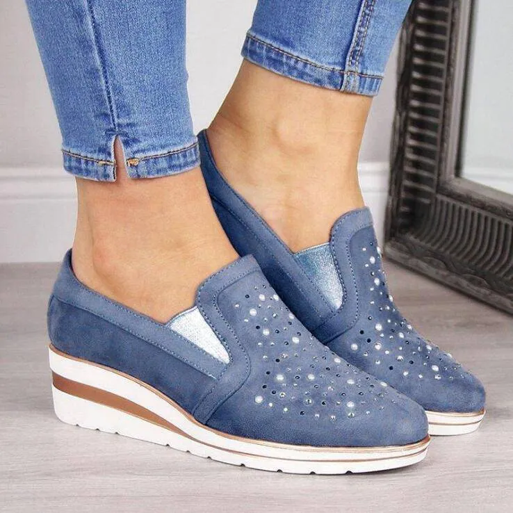 Fanyil Women Breathable Slip-on Flat Shoes