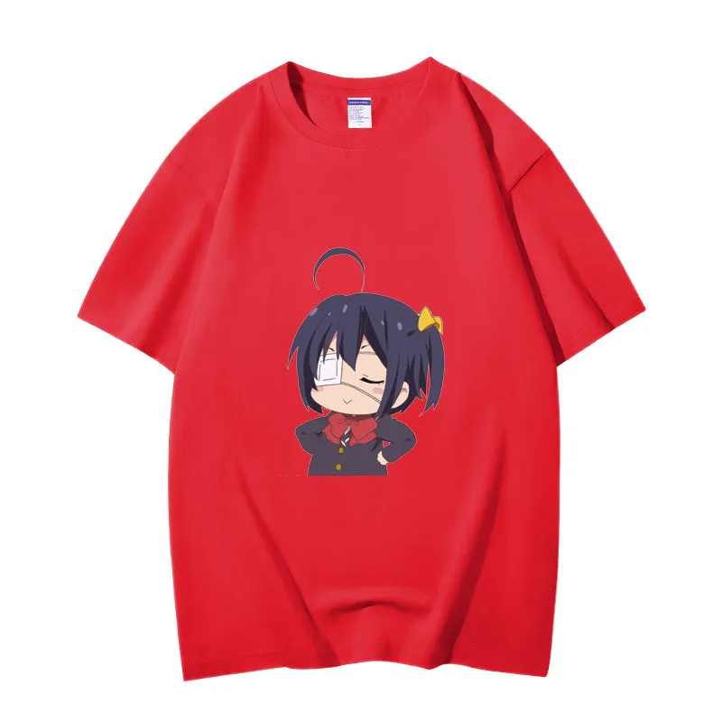 Fashion Anime Chuunibyou demo koi ga shitai Takanashi Rikka 230g GSM Hipster Style Oversized Cotton T-shirt